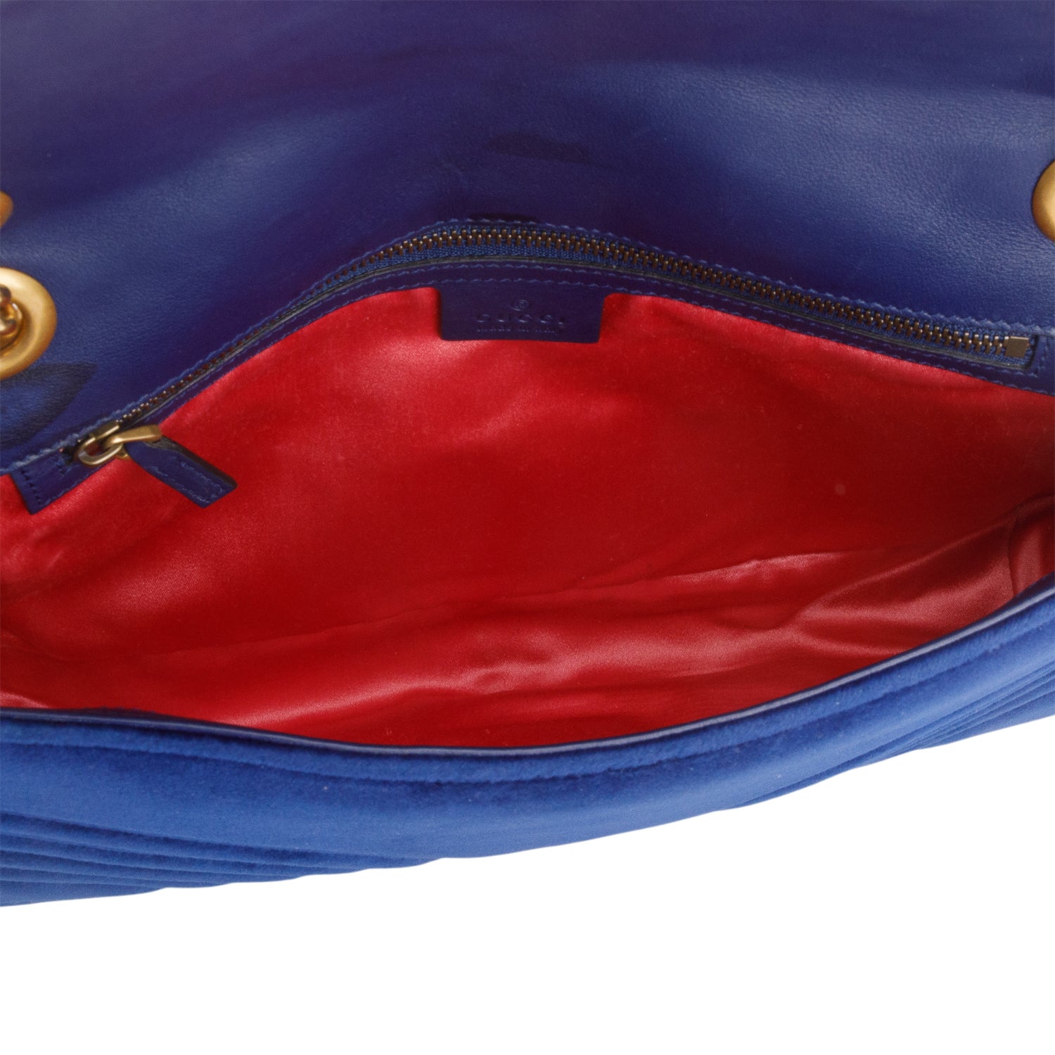 Gucci Blue Velvet Matelasse Medium GG Marmont Shoulder Bag