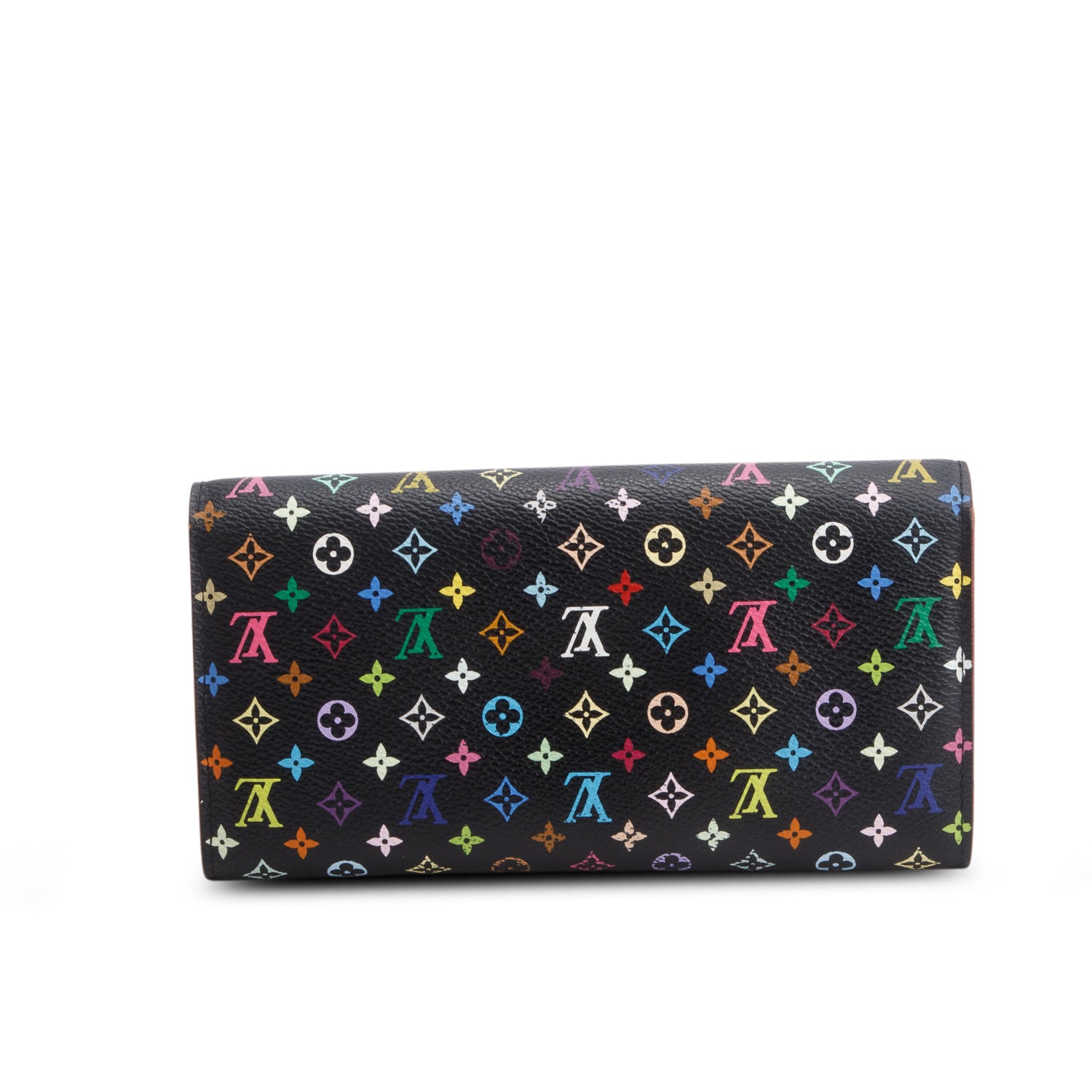 Louis Vuitton Black Monogram Multicolor Sarah Wallet w/ Box