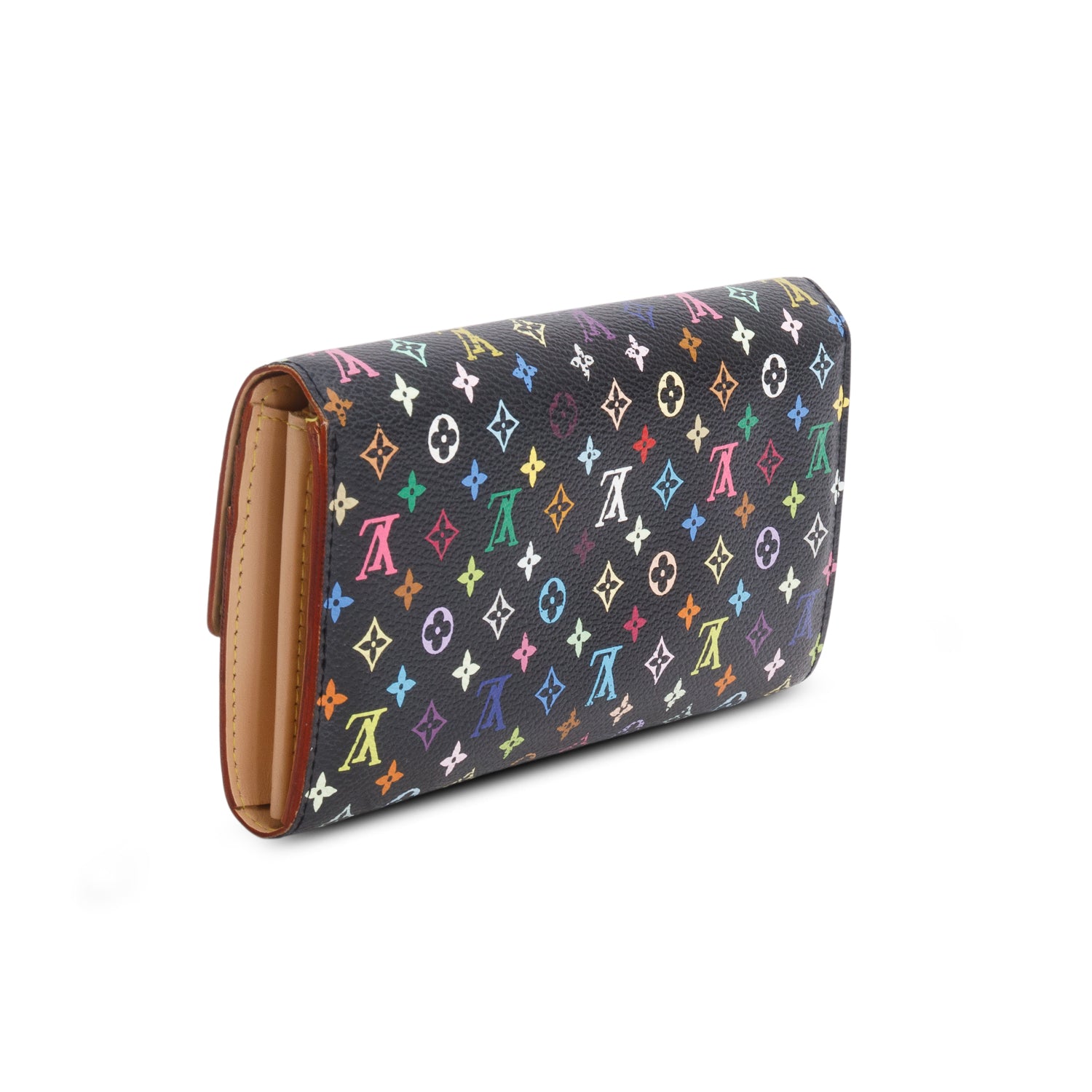 Louis Vuitton Black Monogram Multicolor Sarah Wallet w/ Box