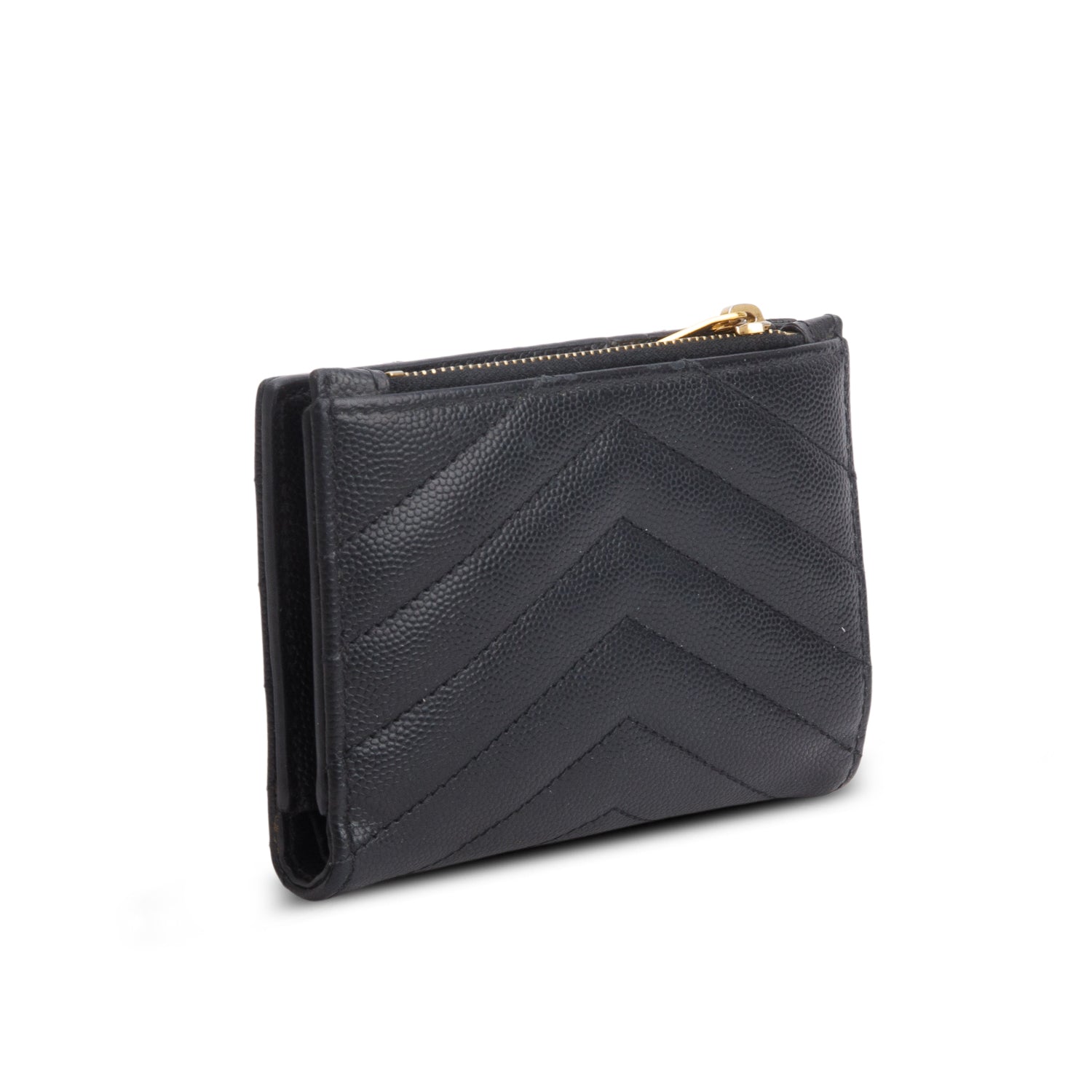 Saint Laurent 2020 Black Grain de Poudre Cassandre Matelasse Fragments Bi-Fold Wallet w/ Box