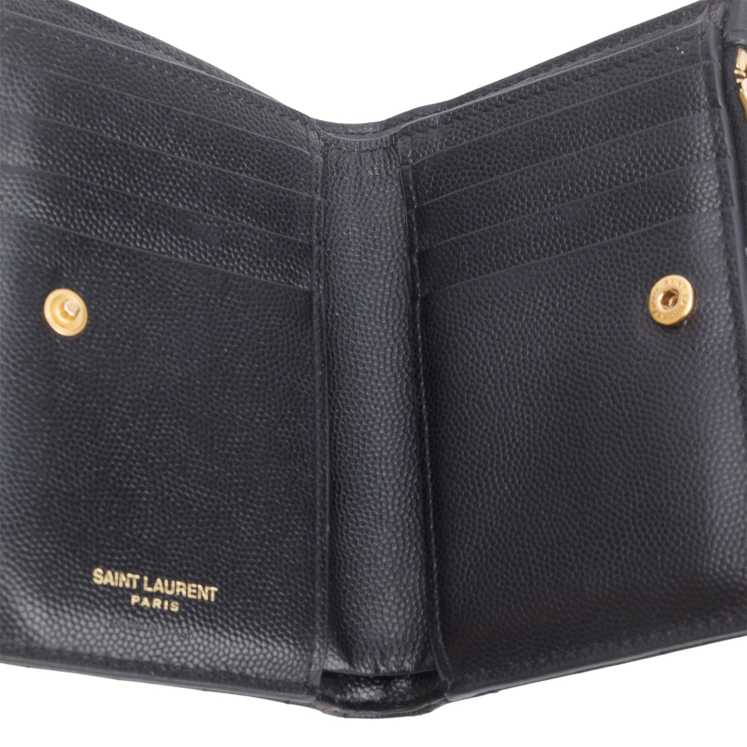 Saint Laurent 2020 Black Grain de Poudre Cassandre Matelasse Fragments Bi-Fold Wallet w/ Box
