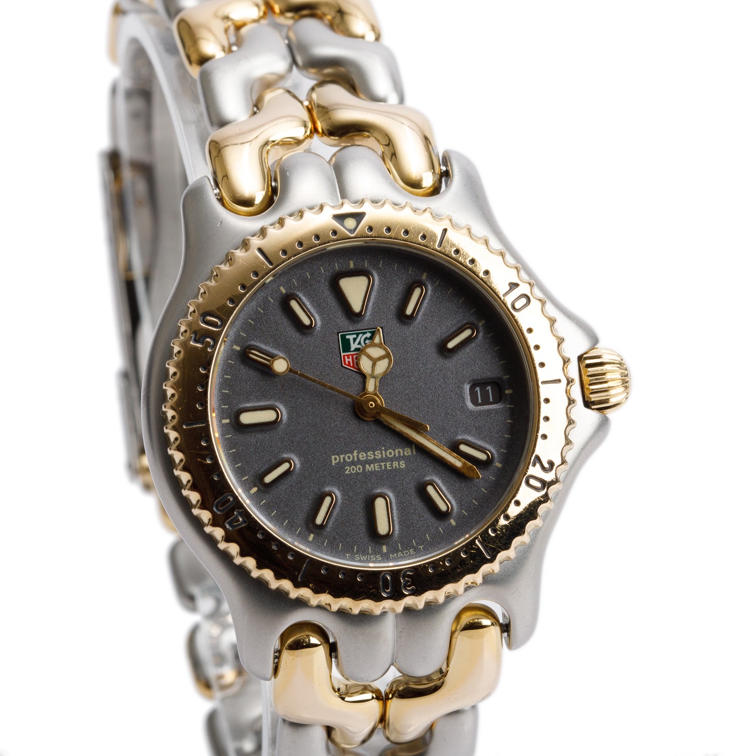 Tag Heuer Stainless Steel & Gold Plated Sport Elegance 34MM Watch Grey Dial S95.213K