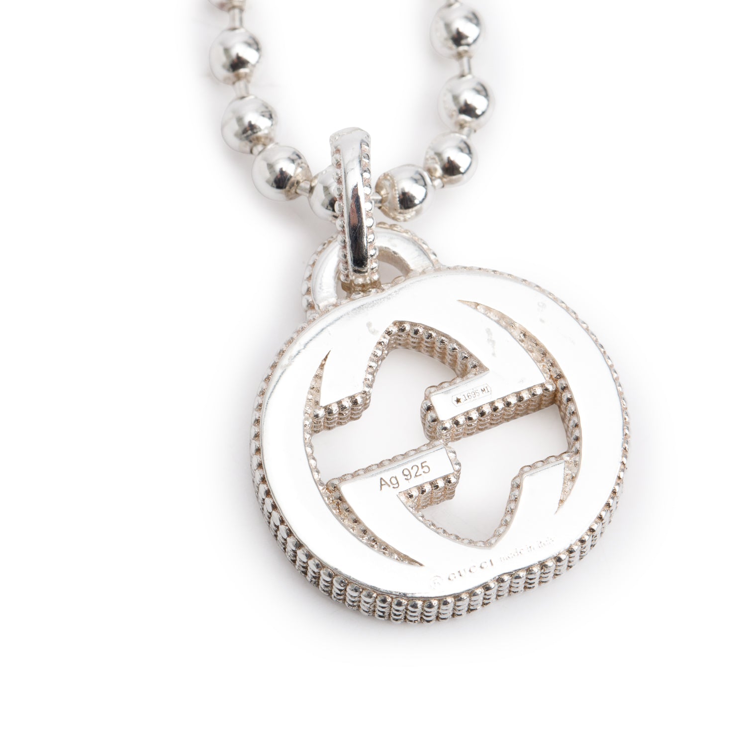 Gucci Sterling Silver Interlocking G Pendant Necklace w/ Box