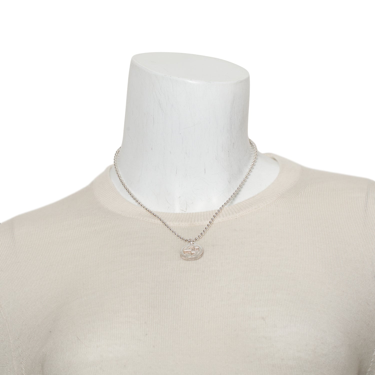 Gucci Sterling Silver Interlocking G Pendant Necklace w/ Box