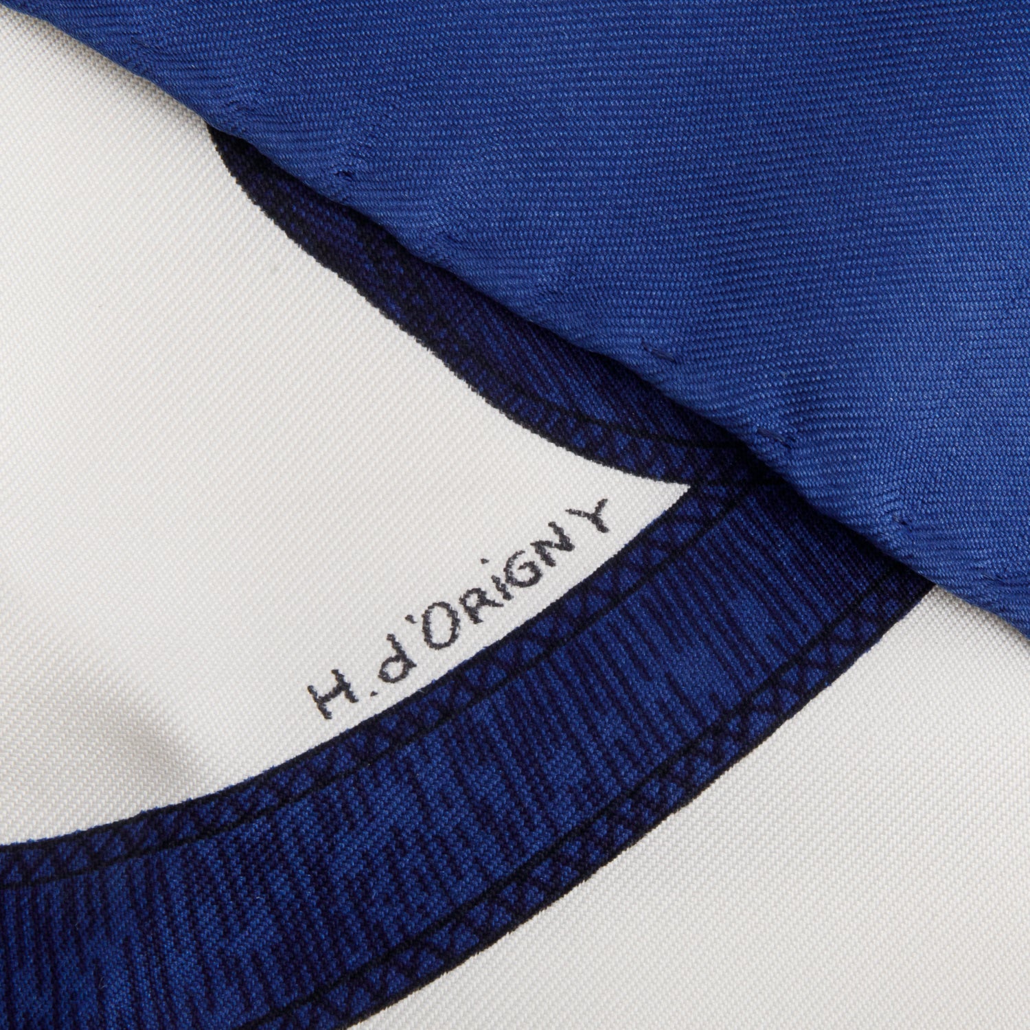 Hermes Blue & White 'Eperon D'or' Silk Scarf 90 w/ Box