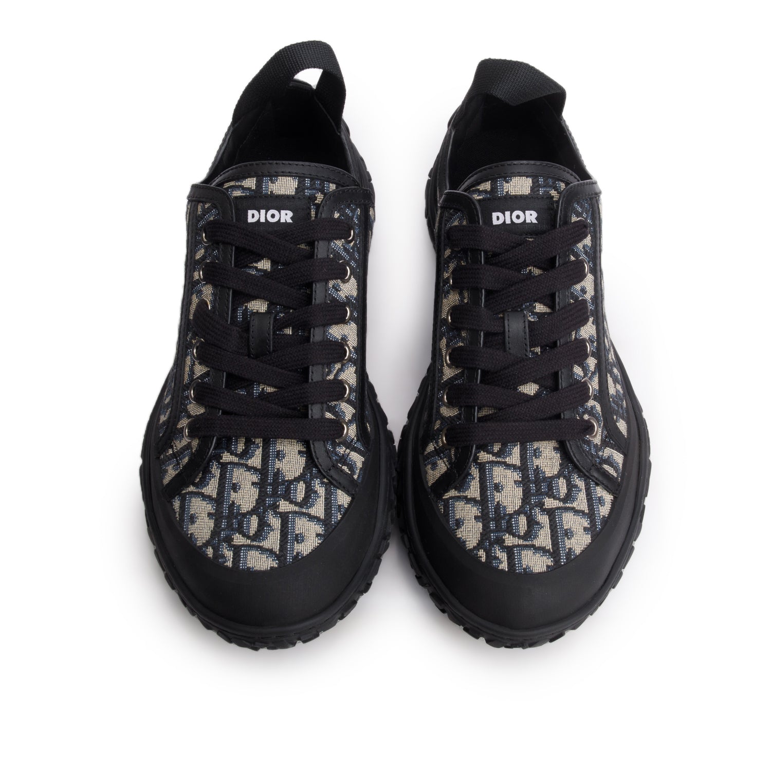 Christian Dior 2022 Navy Jacquard Rubber Oblique B28 Low Top Sneakers, Men's Size 39 w/ Box