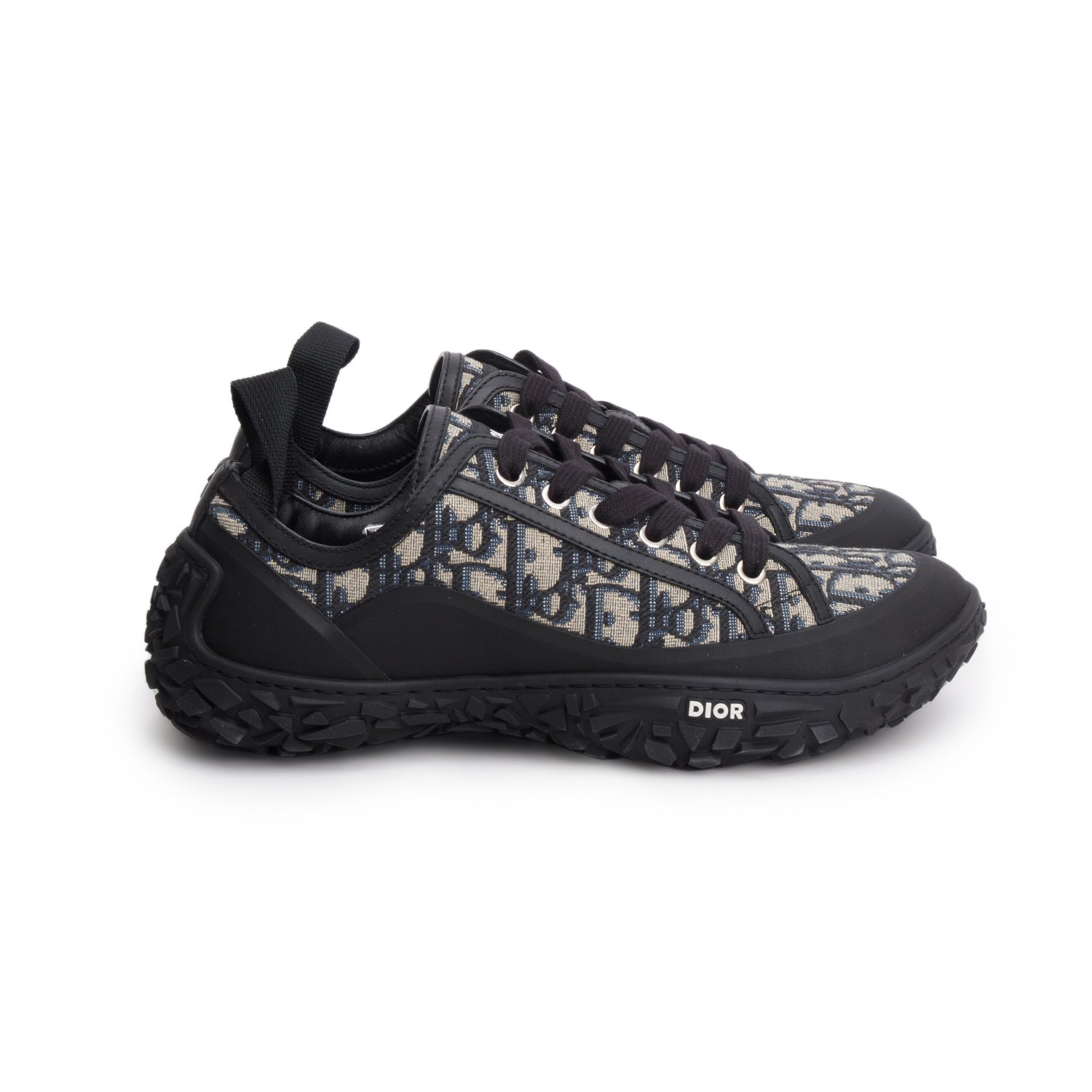 Christian Dior 2022 Navy Jacquard Rubber Oblique B28 Low Top Sneakers, Men's Size 39 w/ Box