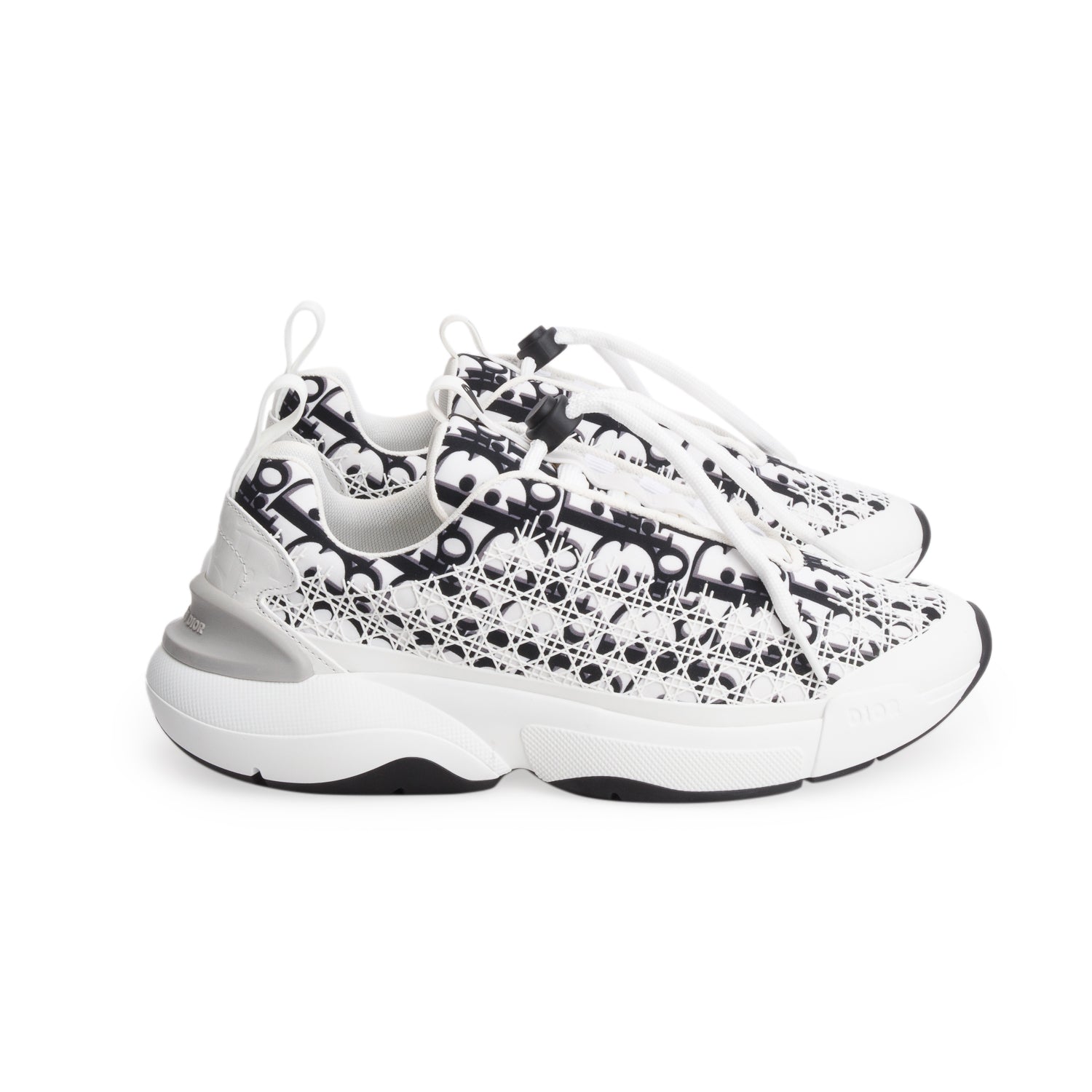 Christian Dior 2022 Black/White Oblique Cannage Motif Sneakers, Women's Size 39 w/ Box