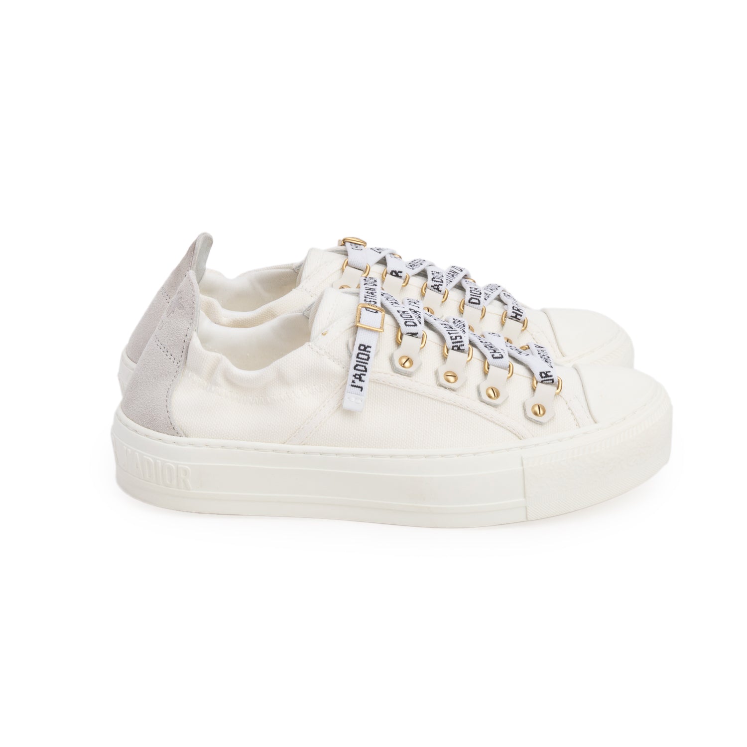 Christian Dior 2021 White Cotton Canvas Walk'N'Dior Sneakers, Women's Size 34.5 w/ Box