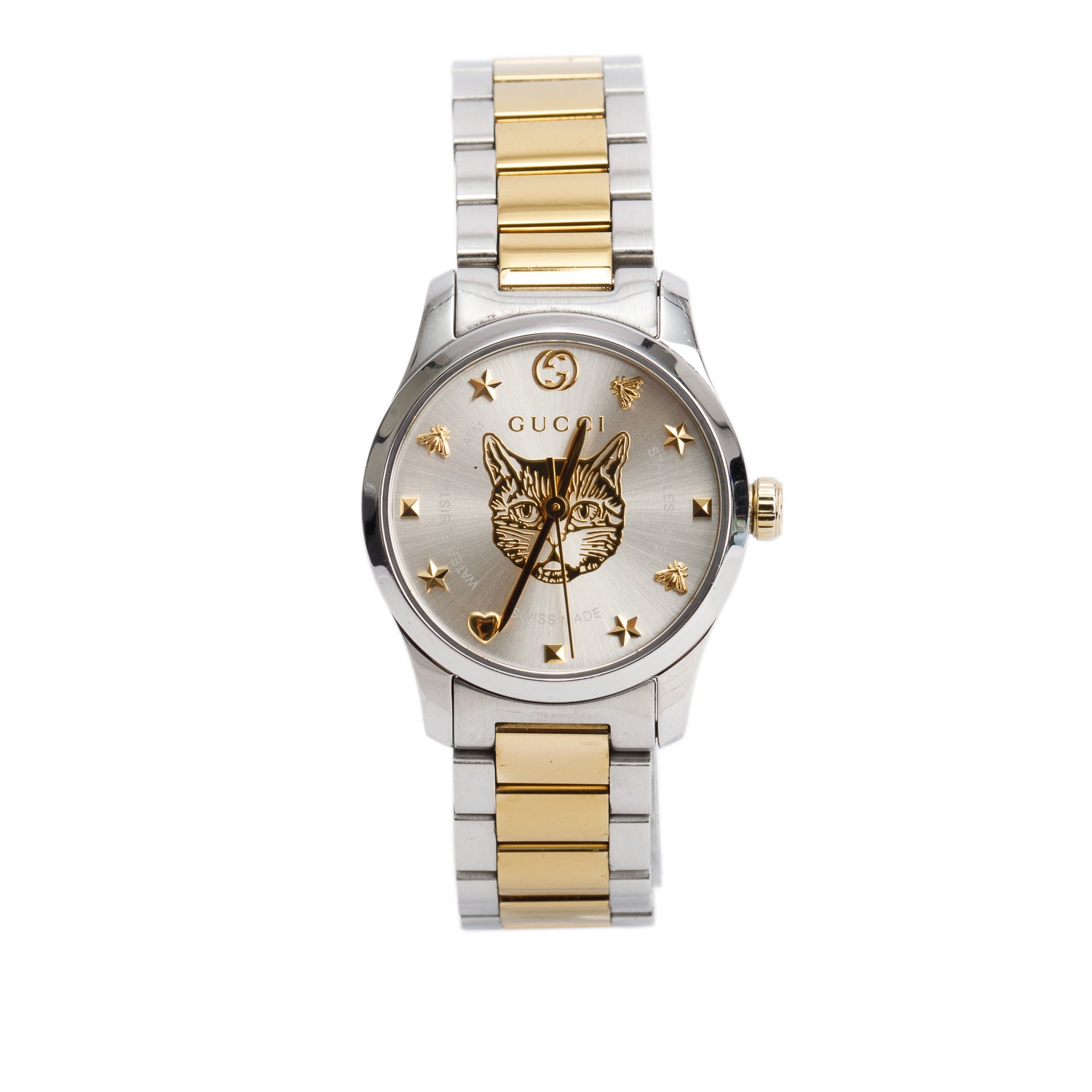 Gucci 2022 Stainless Steel & Gold Plated G-Timeless 27 MM Quartz Watch YA126596 w/ Box & Receipt