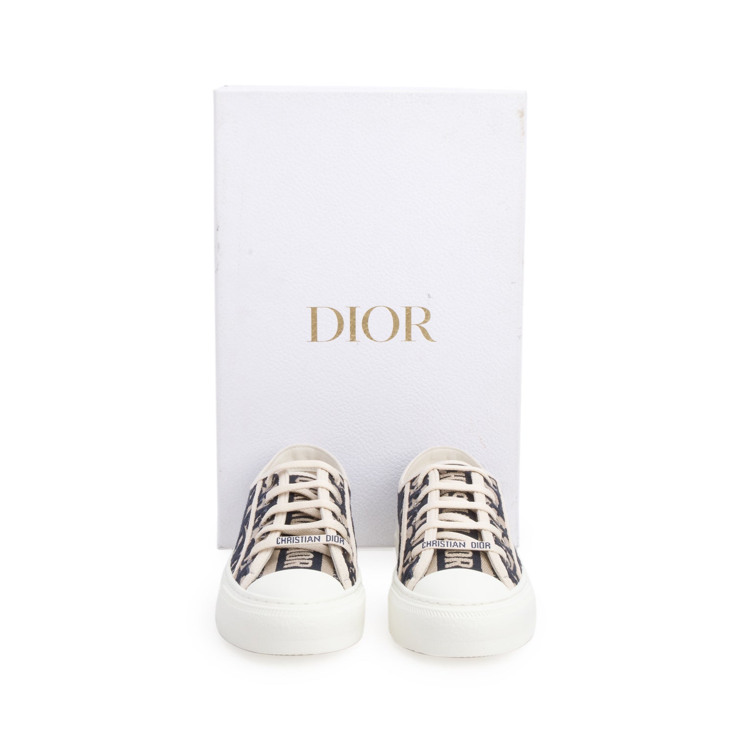 Christian Dior 2023 Deep Blue Oblique Embroidered Cotton Walk'n'Dior Sneakers, Women's Size 35 w/ Box