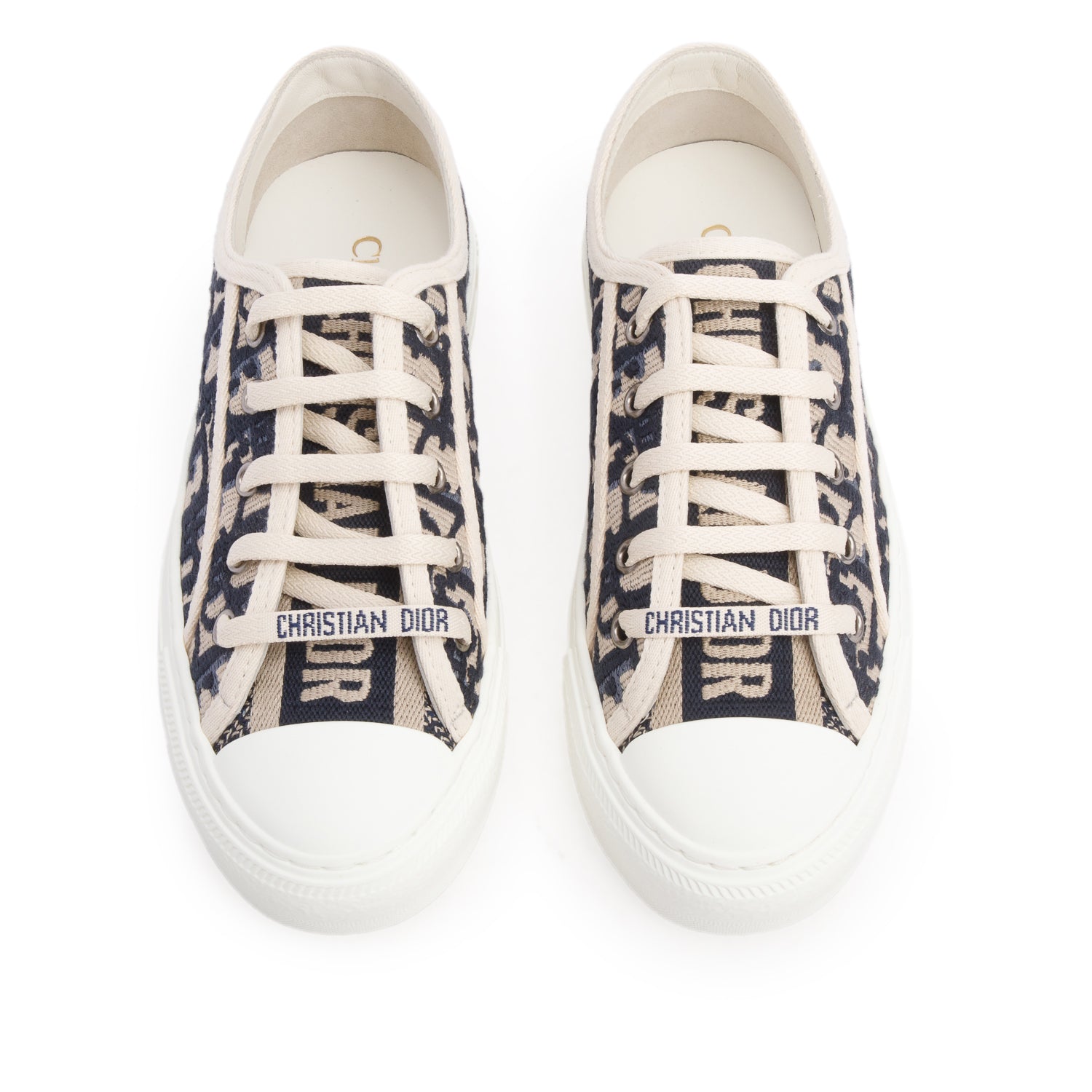 Christian Dior 2023 Deep Blue Oblique Embroidered Cotton Walk'n'Dior Sneakers, Women's Size 35 w/ Box