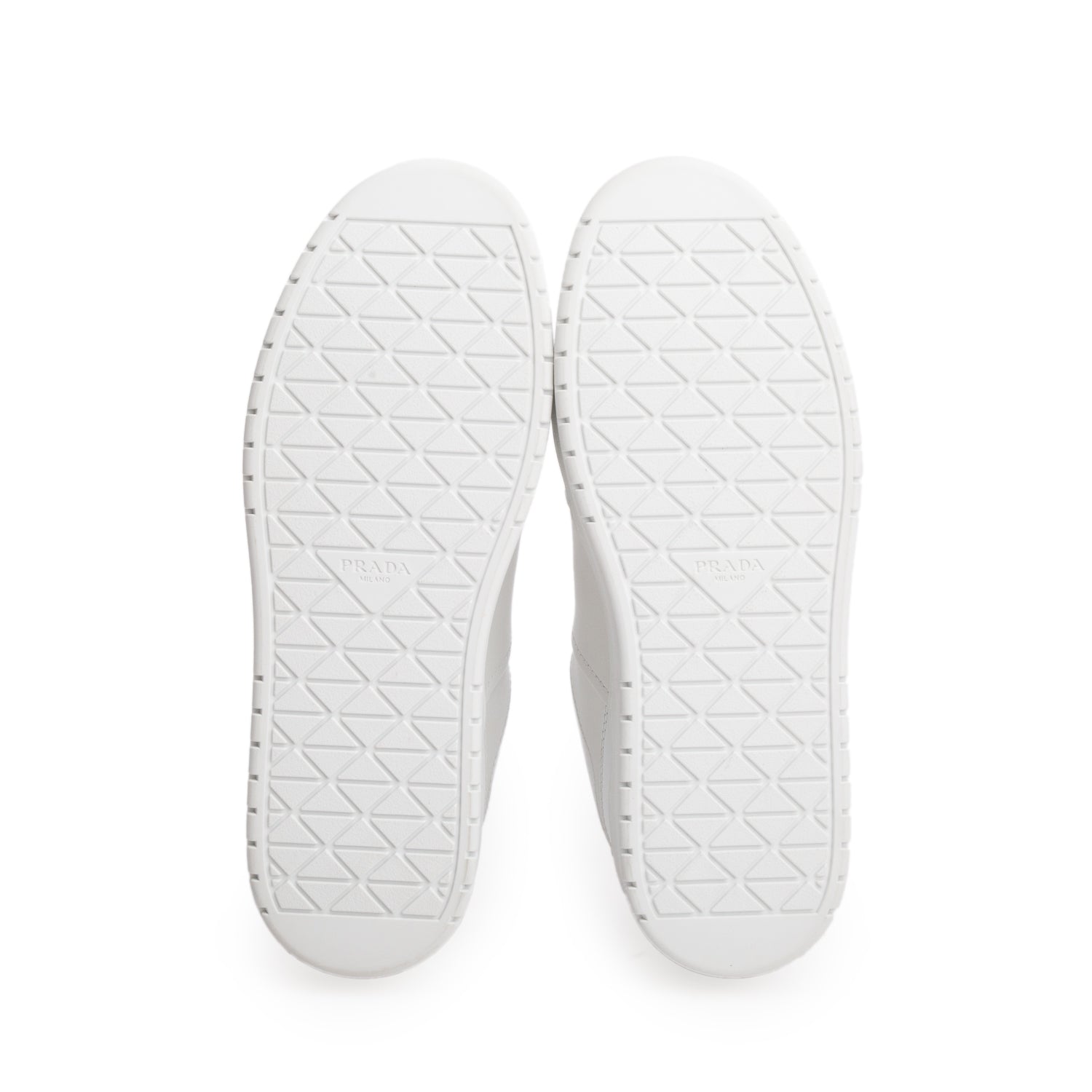 Prada White Vitello Rois Triangle Downtown Platform Low Top Sneakers, Women's Size 37 w/ Box