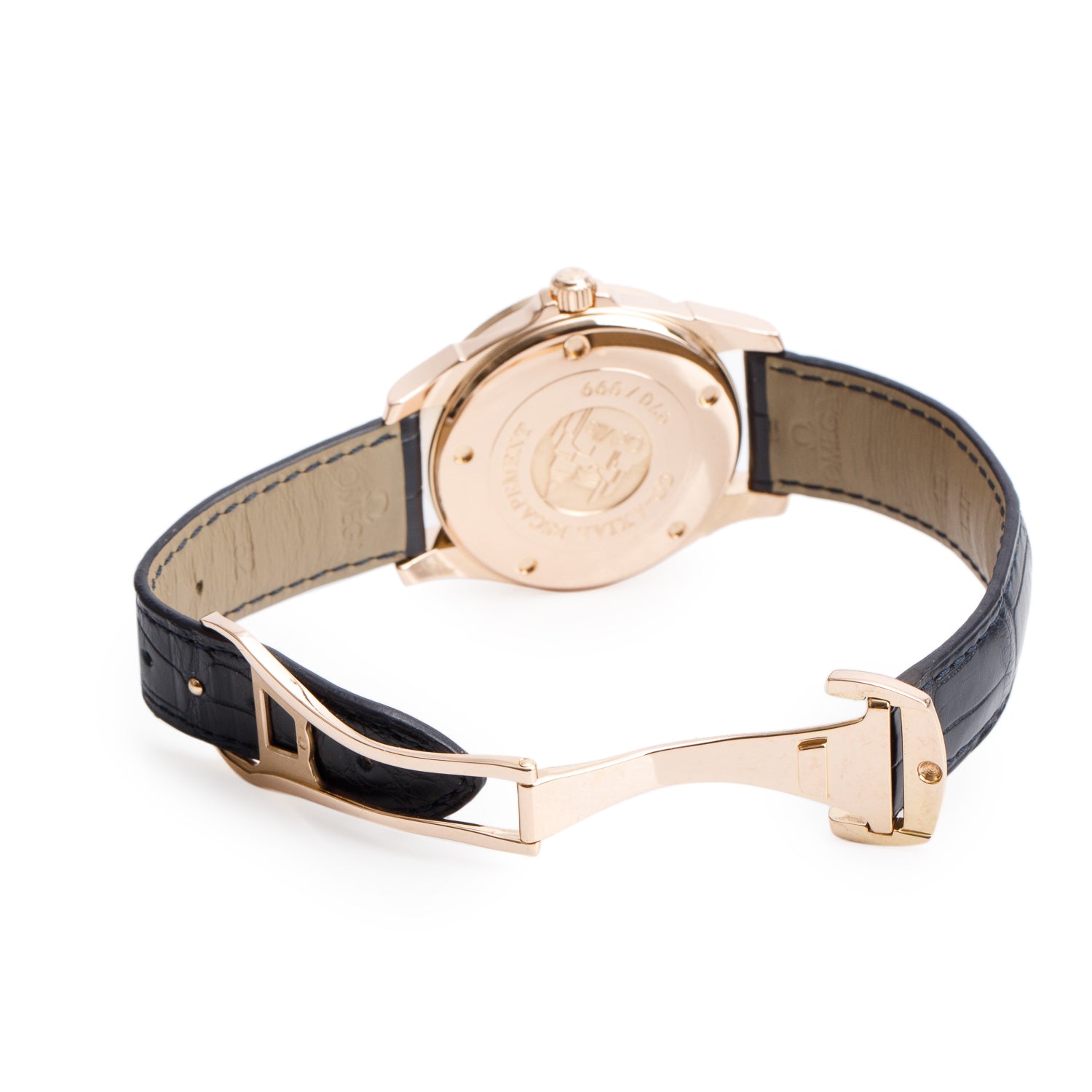Omega 18k Rose Gold De Ville Co-Axial 37.5 MM Automatic Watch Black Dial
