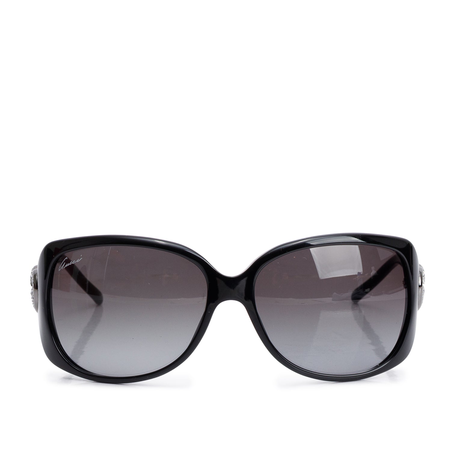 Gucci GG3548/S Black Acetate Oval Oversized Rhinestone Heart Logo