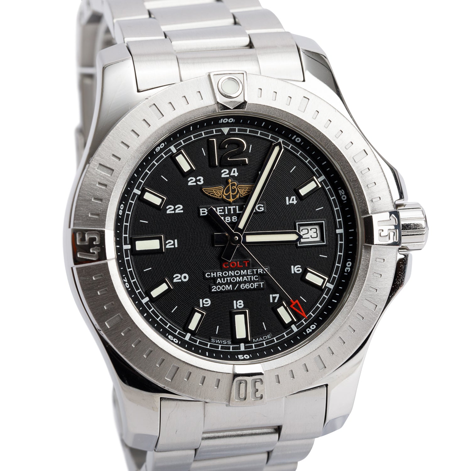 Breitling Stainless Steel Colt 44 MM Automatic Watch Black Dial A17388