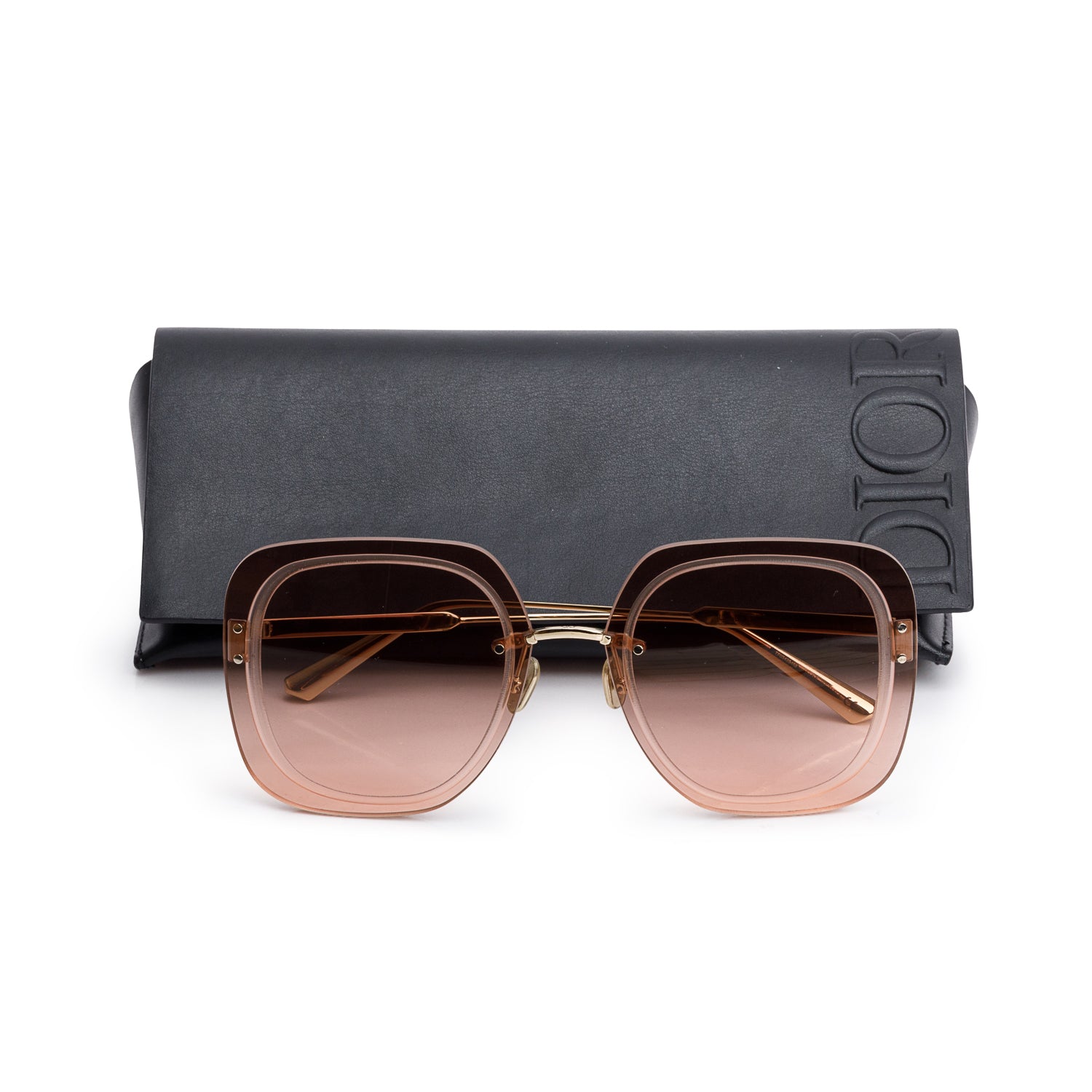 Christian Dior UltraDior SU Pink Gradient Rimless Square Sunglasses w/ Case