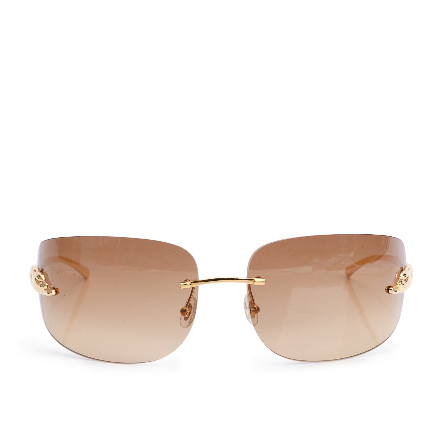 Cartier CT0062S Brown Rimless Gradient Panthere de Cartier Rectangle Sunglasses w/ Box