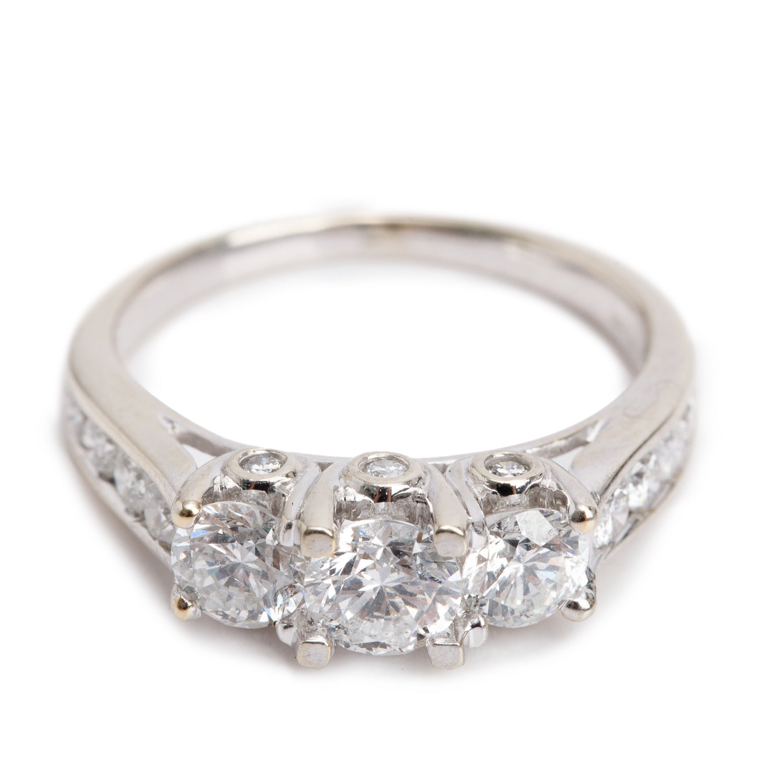 14k White Gold Diamond Engagement Ring, Size 6.75