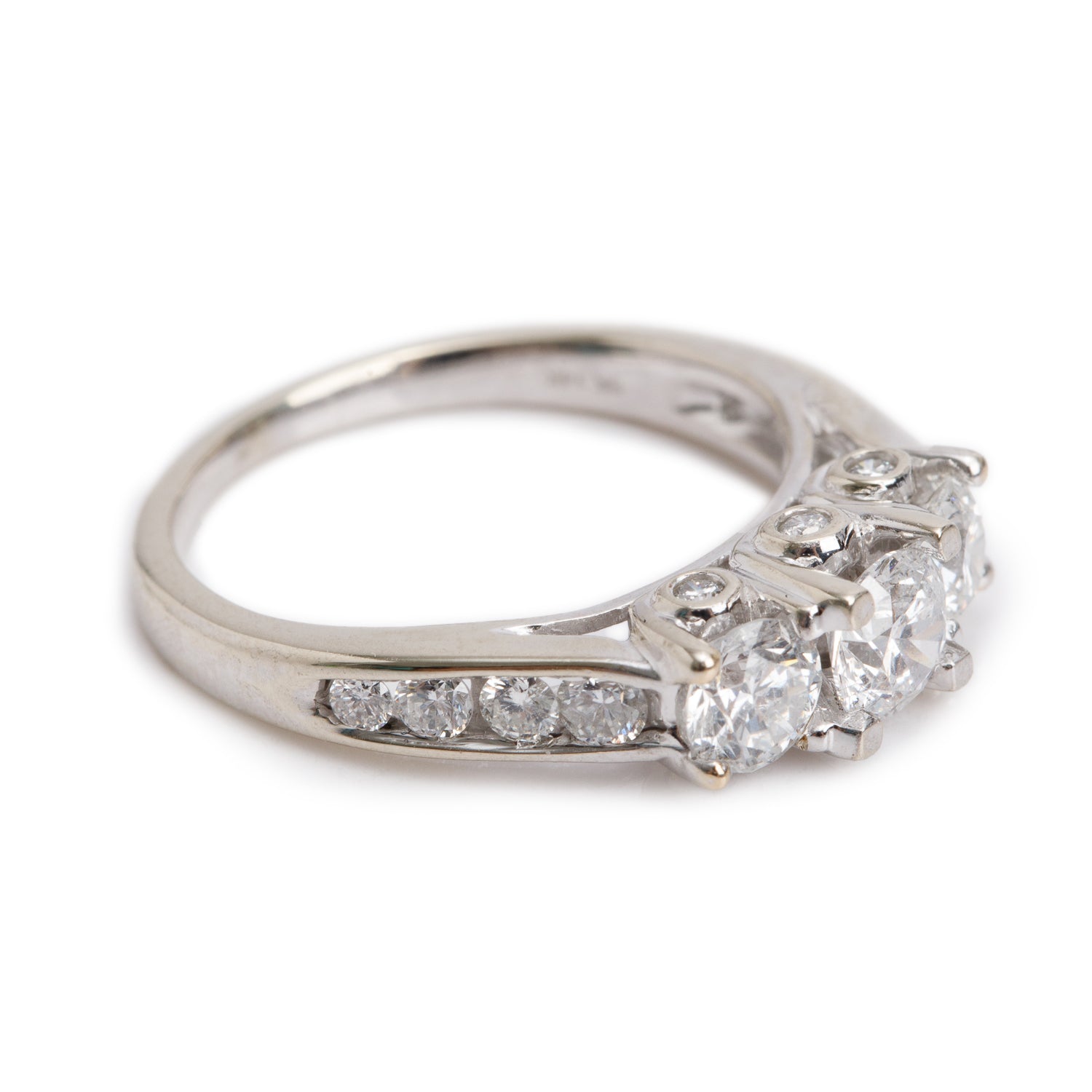 14k White Gold Diamond Engagement Ring, Size 6.75