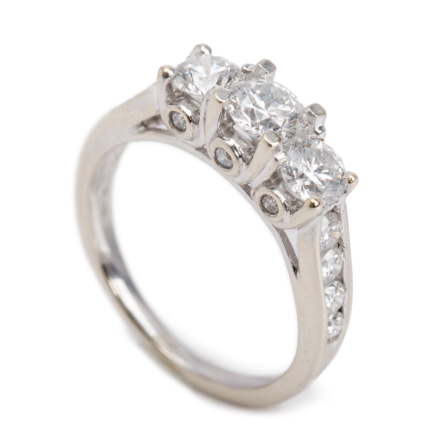 14k White Gold Diamond Engagement Ring, Size 6.75