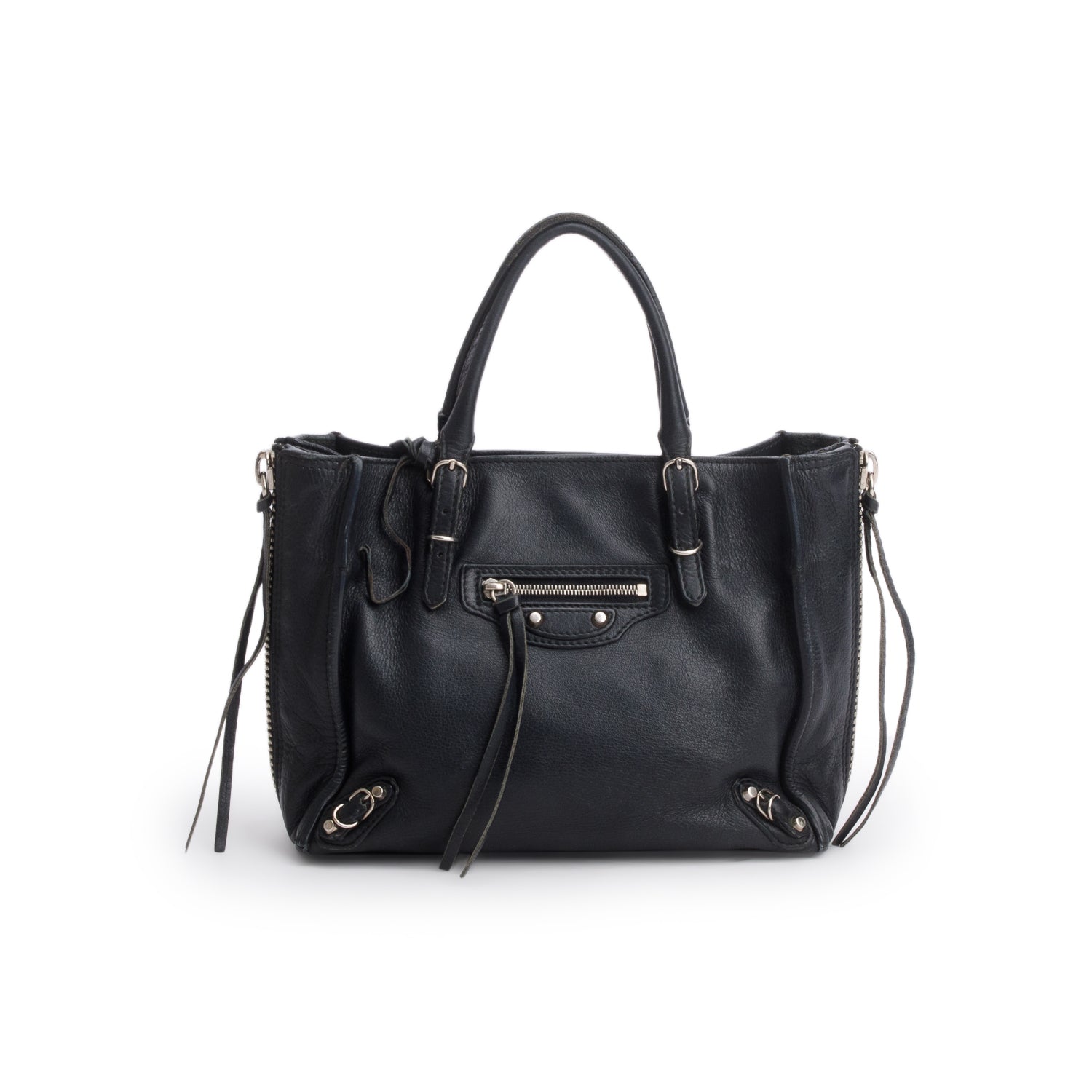 Balenciaga Black Calfskin Papier Mini A4 w/ Strap