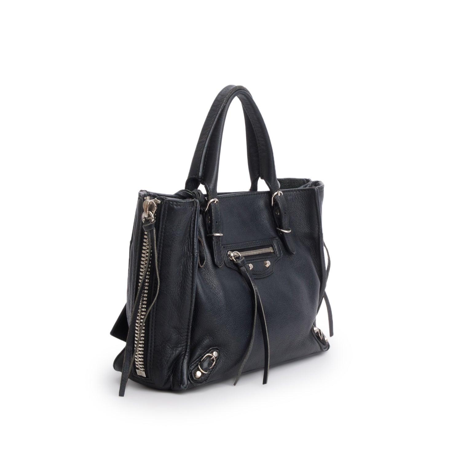 Balenciaga Black Calfskin Papier Mini A4 w/ Strap