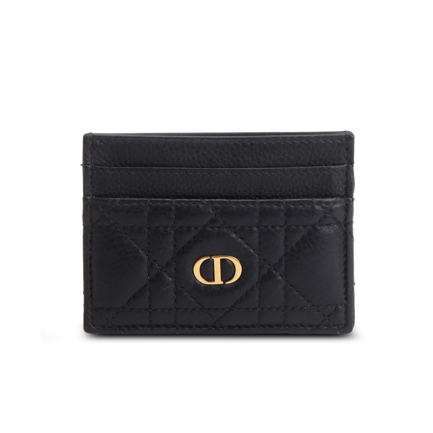 Christian Dior 2024 Black Supple Cannage Leather Caro Freesia Card Holder