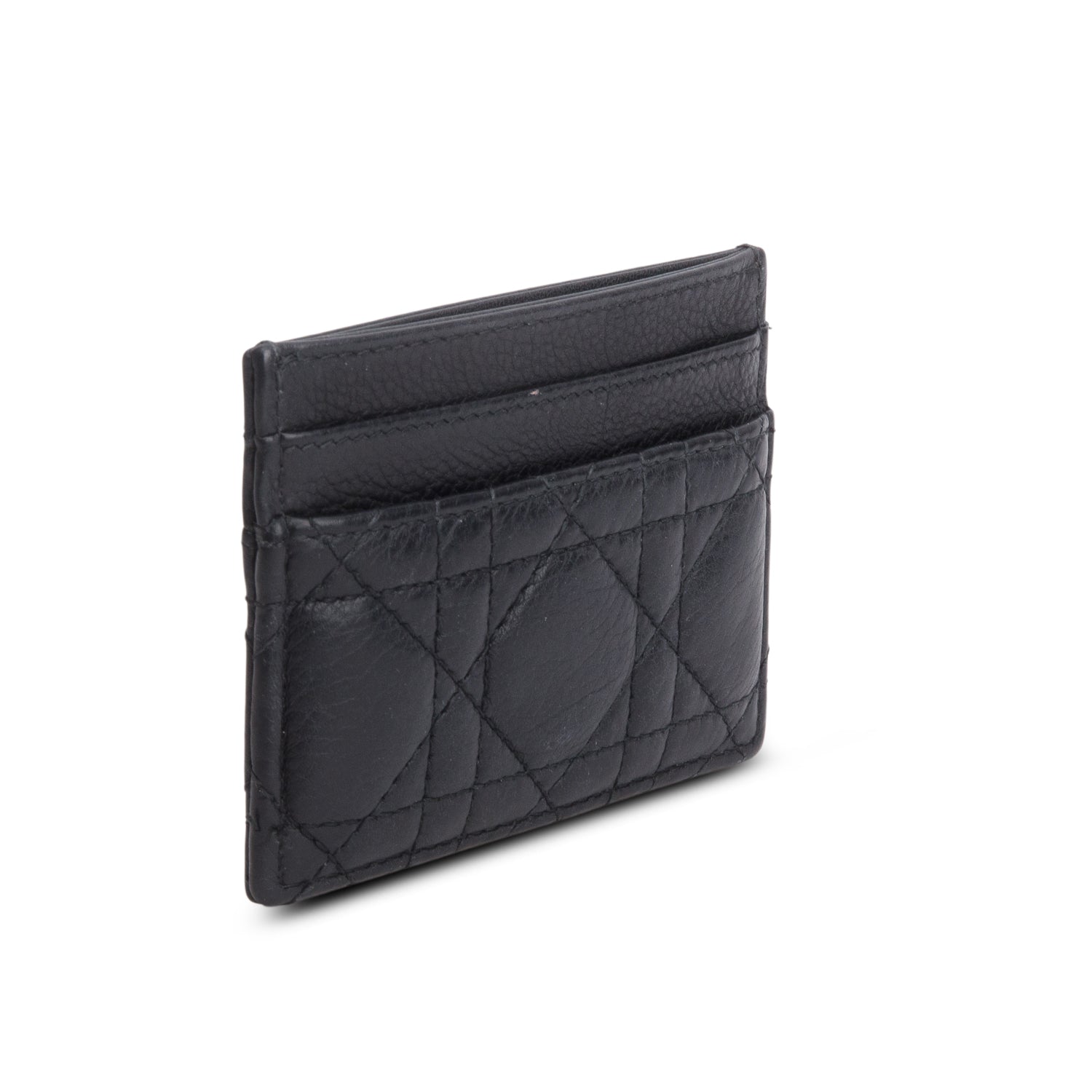 Christian Dior 2024 Black Supple Cannage Leather Caro Freesia Card Holder