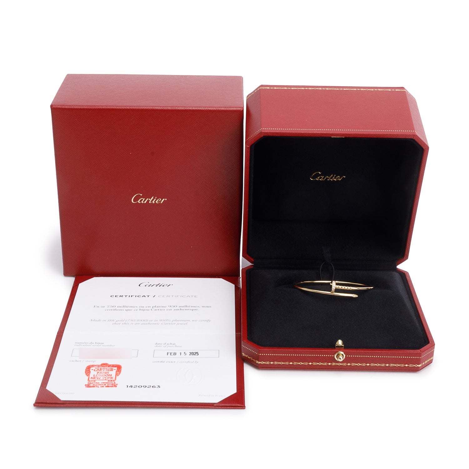 Cartier 2025 18k Yellow Gold Juste Un Clou Diamond Bracelet, Small Model, Size 15 w/ Box & Certificate