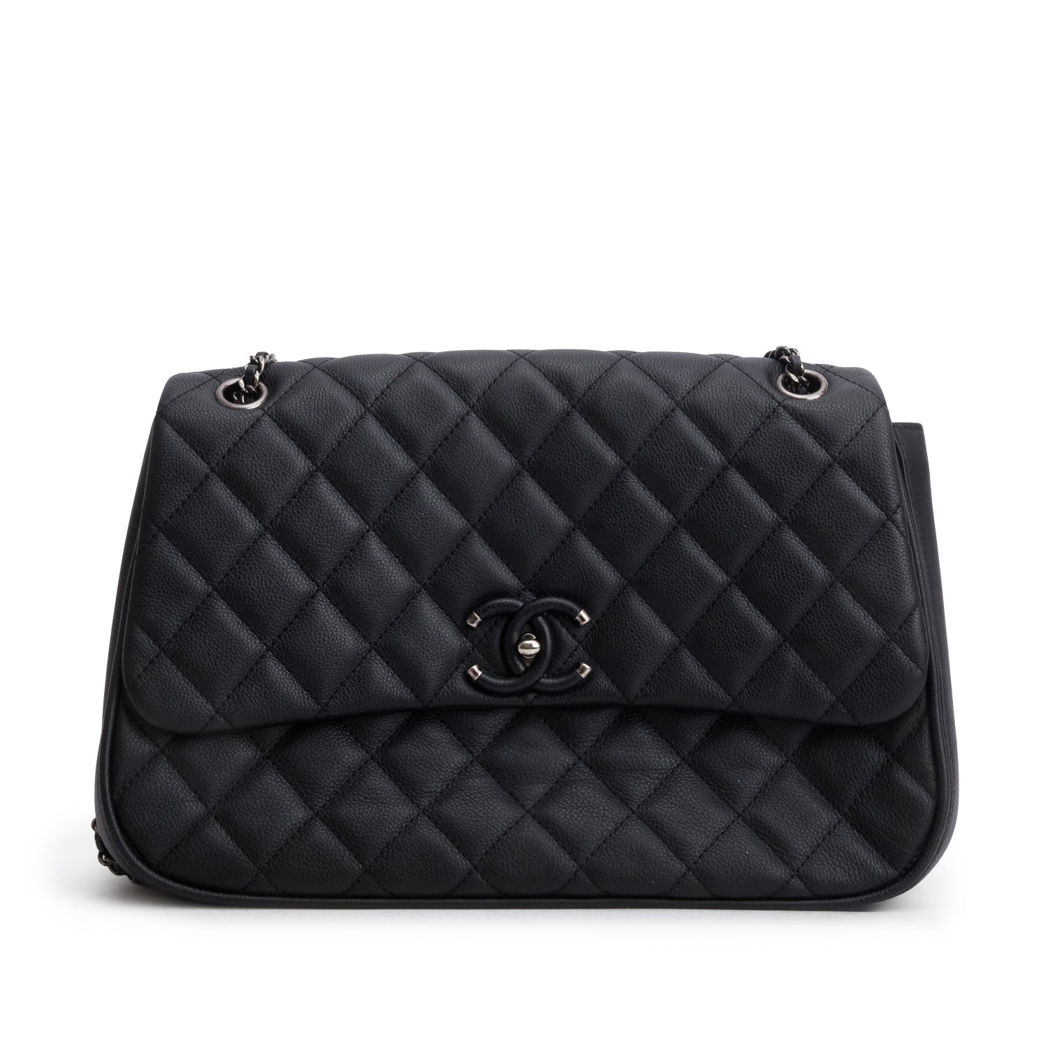 Chanel Black Caviar Frame in Chain Bag w/ Authenticity Card