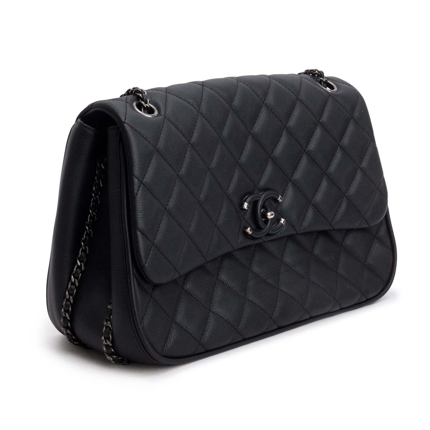Chanel Black Caviar Frame in Chain Bag w/ Authenticity Card