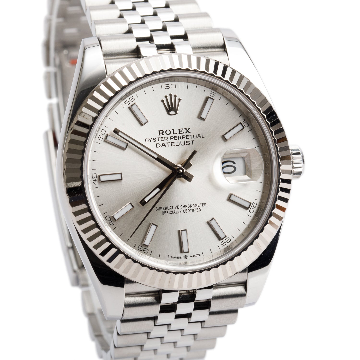 Rolex Stainless Steel Oyster Perpetual Datejust 41 MM Watch Silver Dial 126334