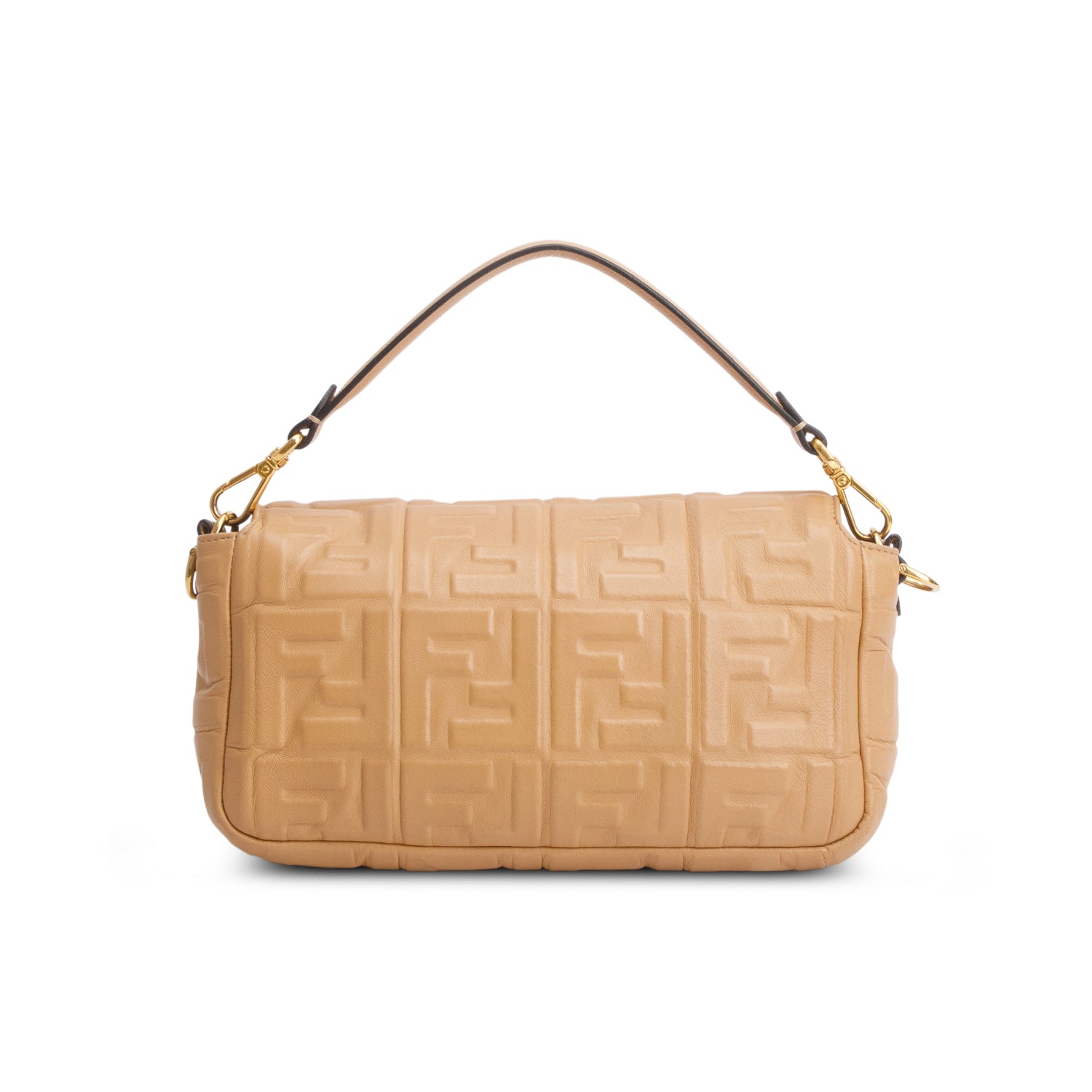 Fendi Brown Nappa FF 1974 Embossed Baguette w/ Straps