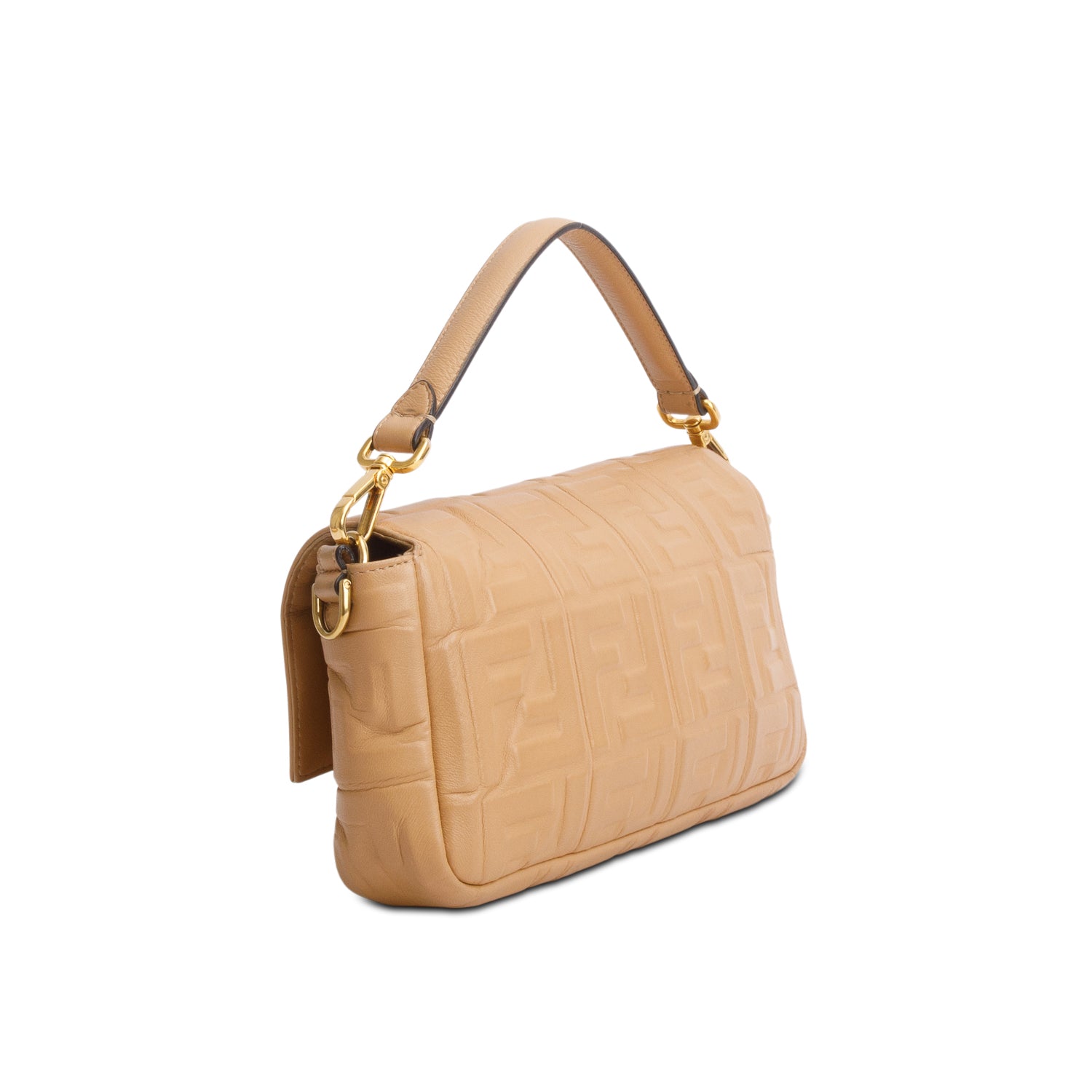 Fendi Brown Nappa FF 1974 Embossed Baguette w/ Straps