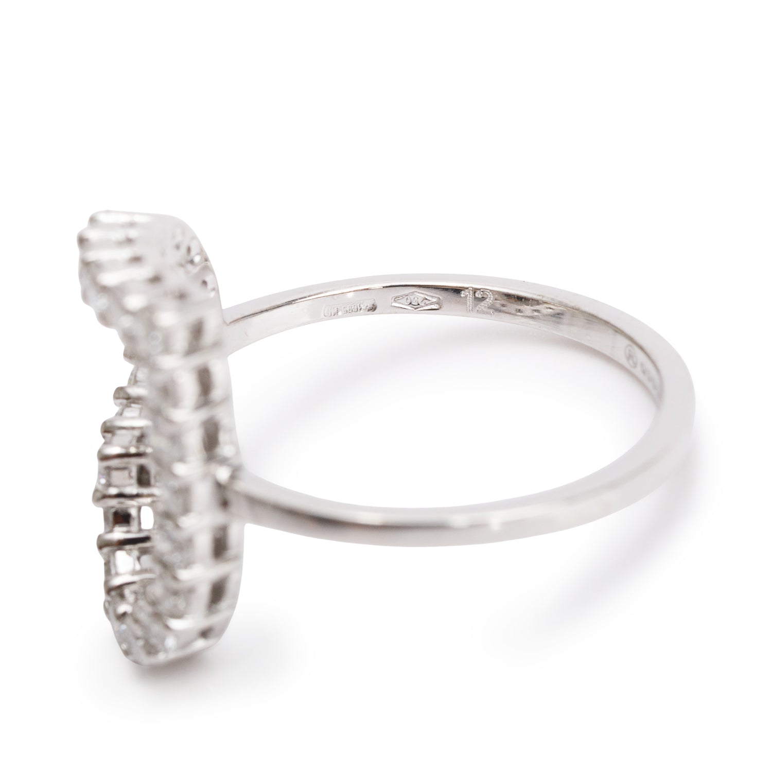 Gucci 18k White Gold Diamond Open Heart Band Ring, Size 12 6