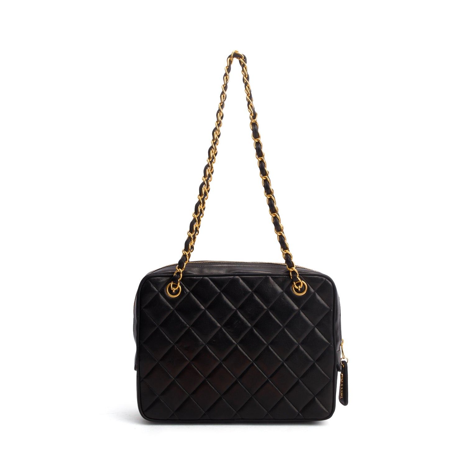 Chanel Vintage Black Lambskin Shoulder Bag w/ Box & Authenticity Card