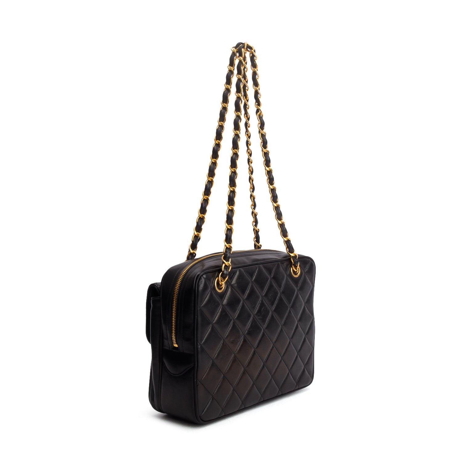 Chanel Vintage Black Lambskin Shoulder Bag w/ Box & Authenticity Card
