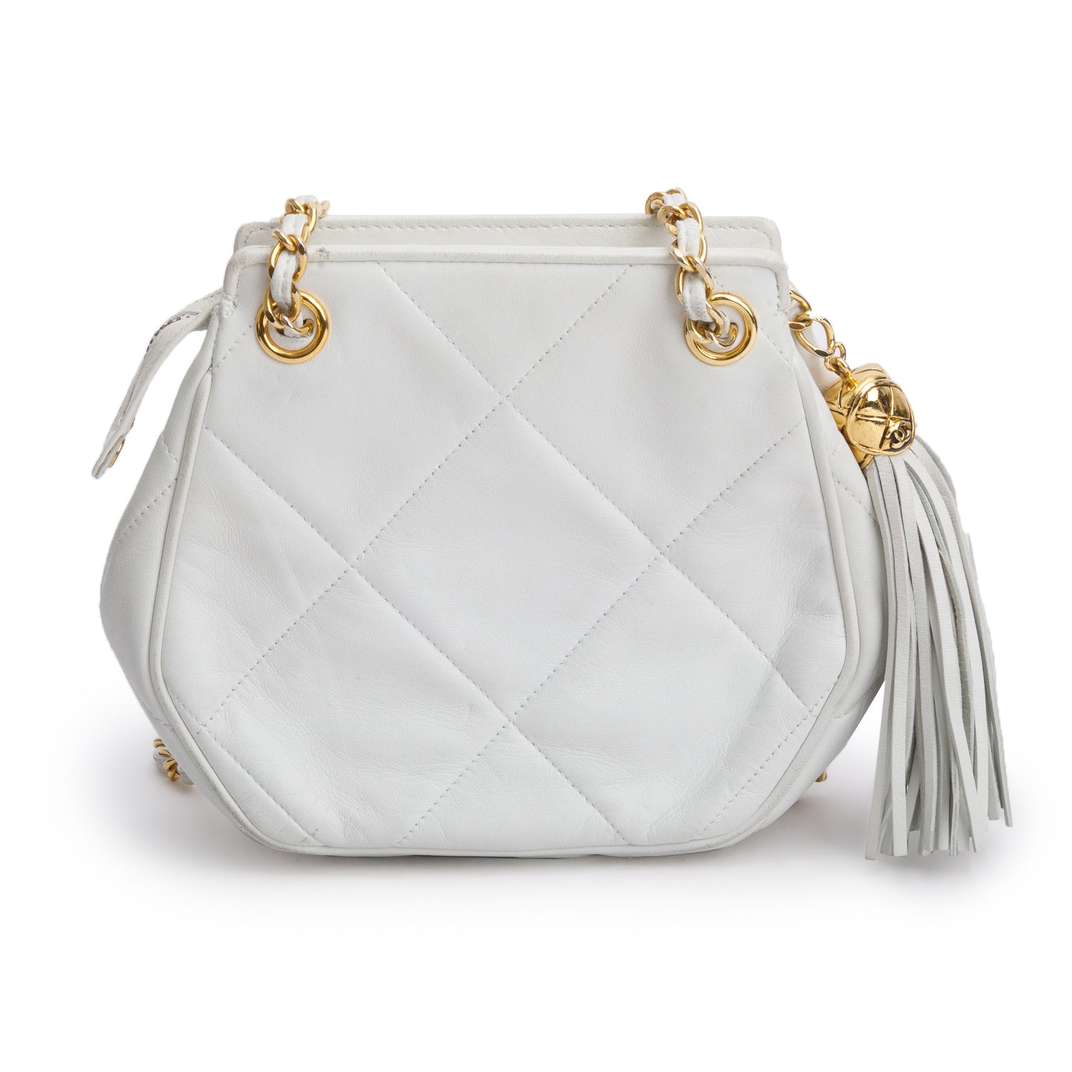 Chanel Vintage White Lambskin Timeless Classique Shoulder Bag w/ Box & Authenticity Card