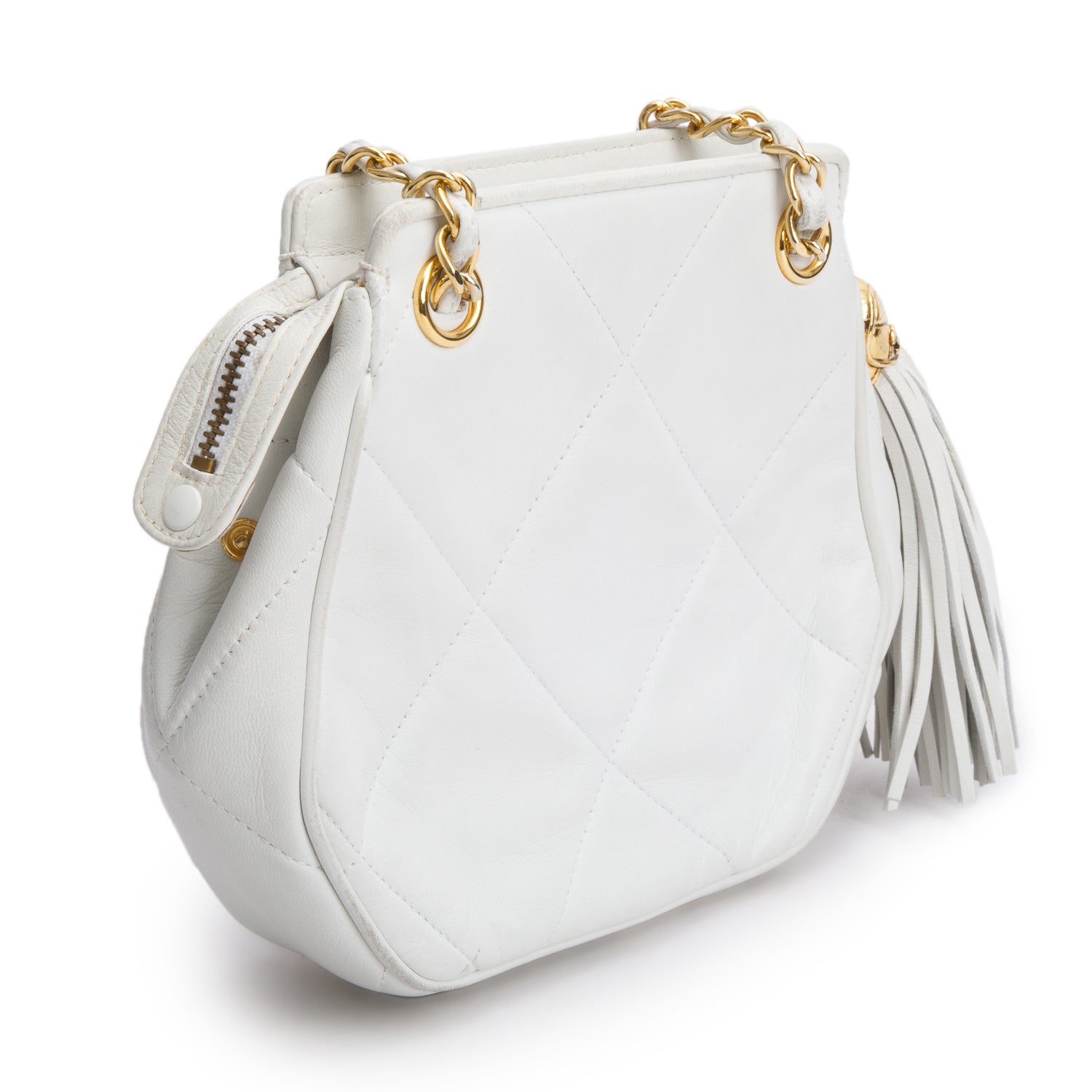 Chanel Vintage White Lambskin Timeless Classique Shoulder Bag w/ Box & Authenticity Card