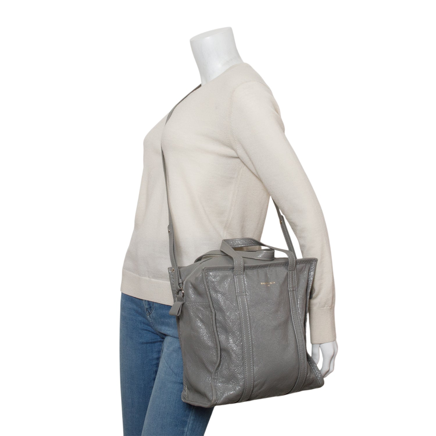Balenciaga Grey Veau Arena S Bazar Shopper Tote w/ Strap