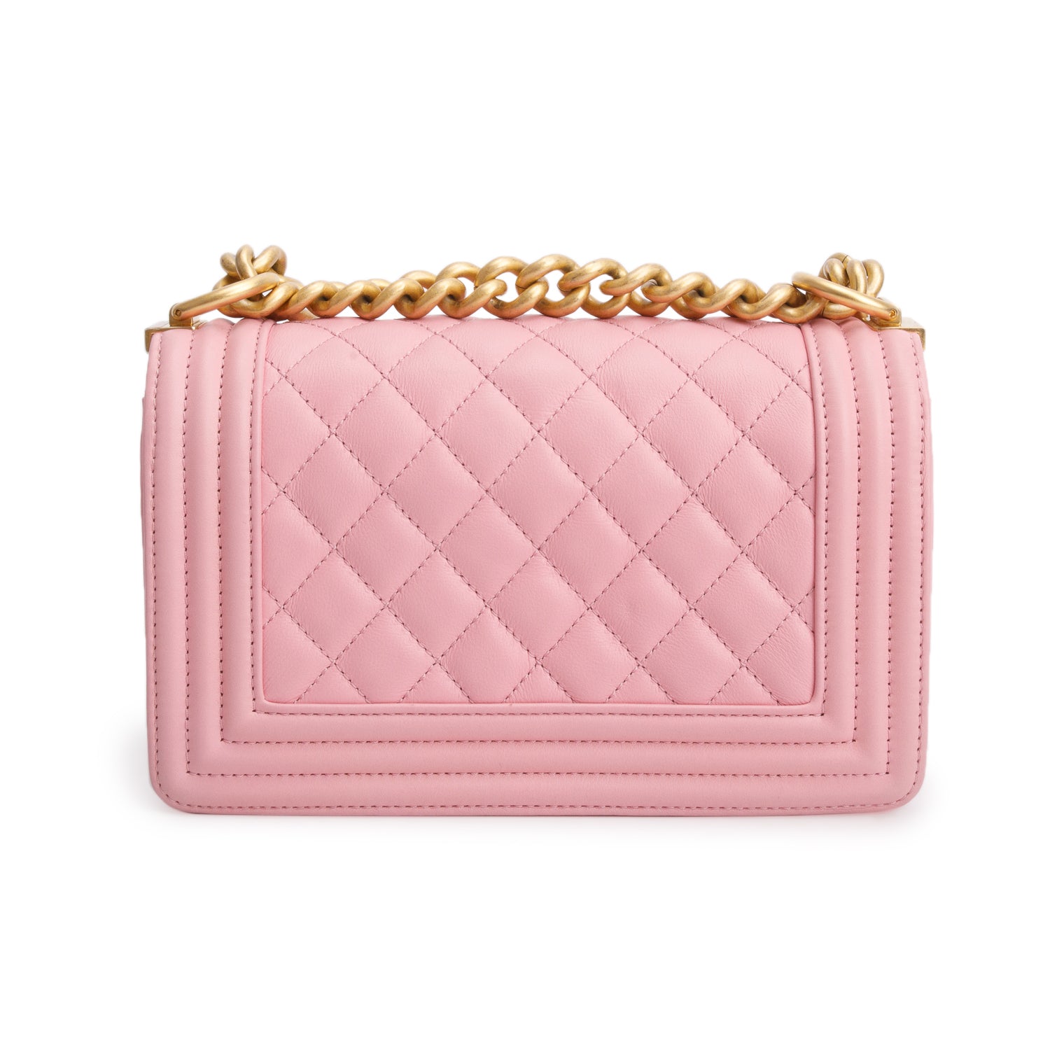Chanel Pink Lambskin Leather Small Boy Bag w/ Box