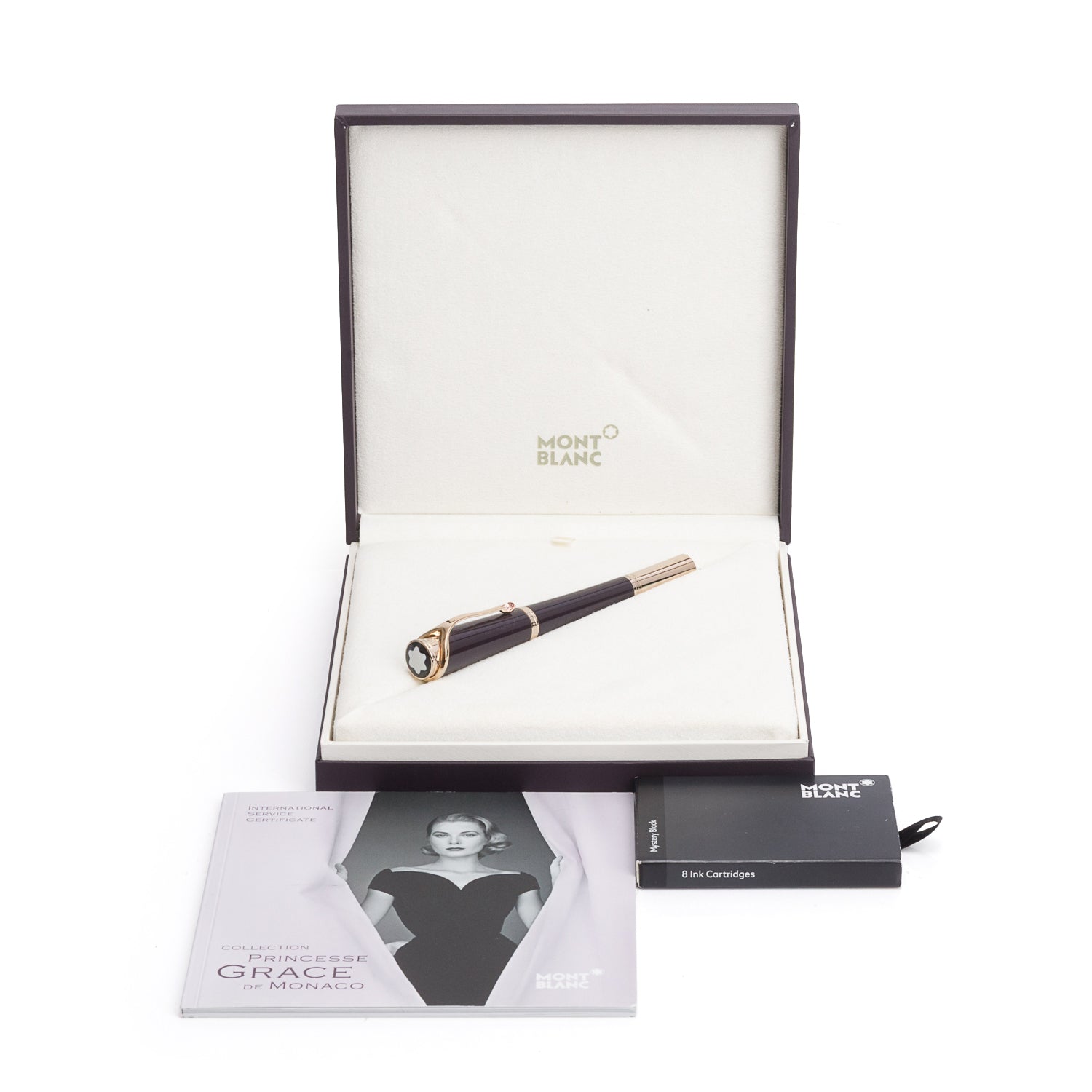 Montblanc Gold-Coated Purple Resin Princesse Grace de Monaco Fountain Pen w/ Box & Ink Refill