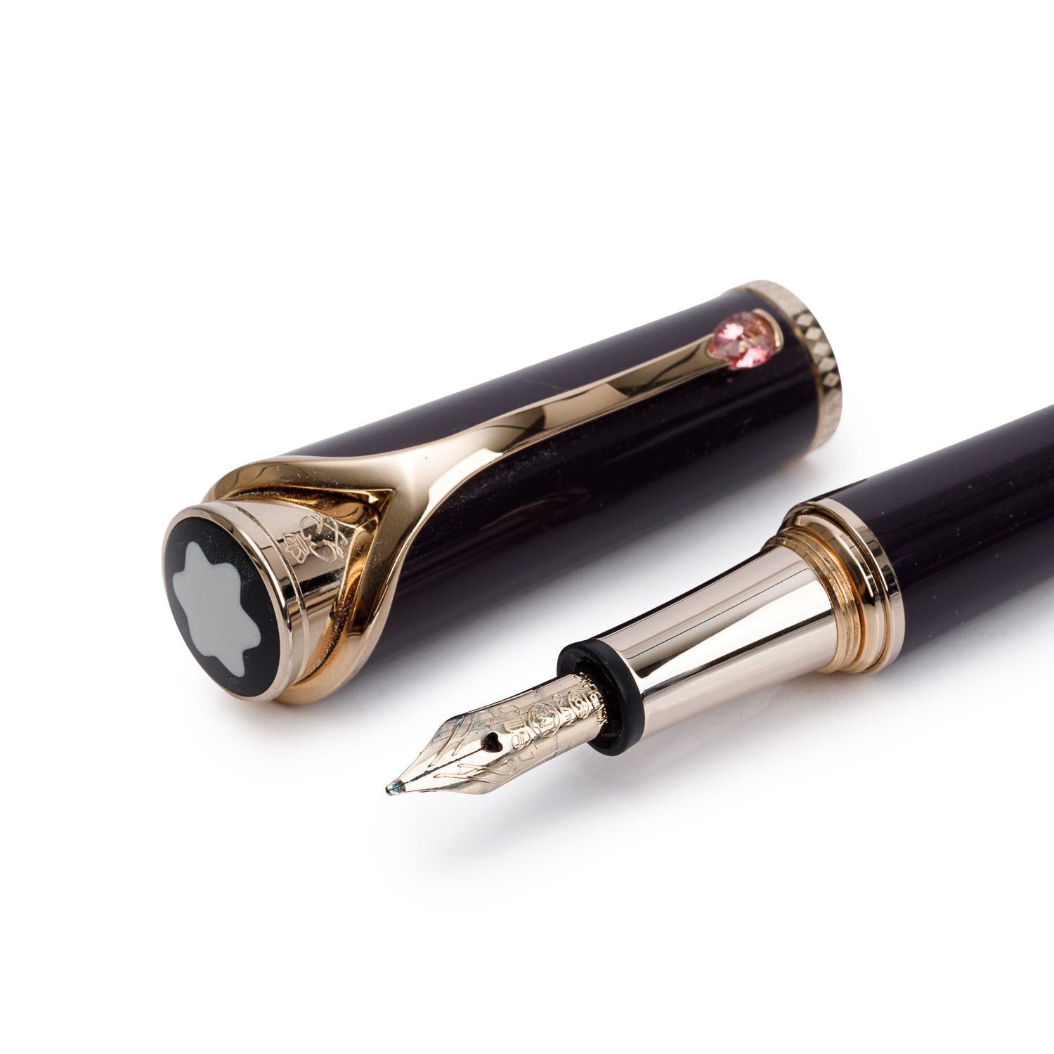 Montblanc Gold-Coated Purple Resin Princesse Grace de Monaco Fountain Pen w/ Box & Ink Refill