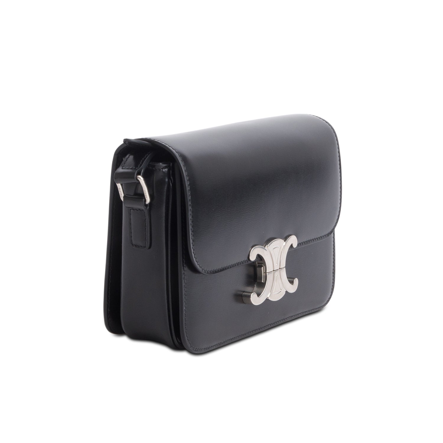 Celine 2024 Black Shiny Calfskin Teen Triomphe