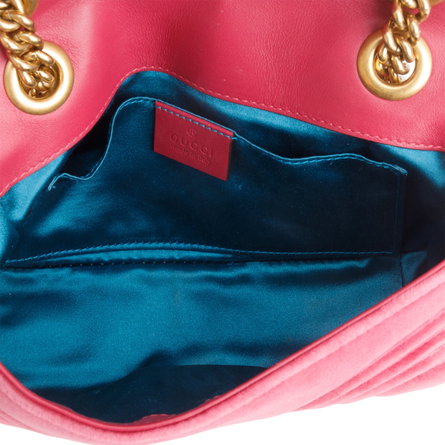 Gucci Pink Velvet Matelasse Small GG Marmont Shoulder Bag