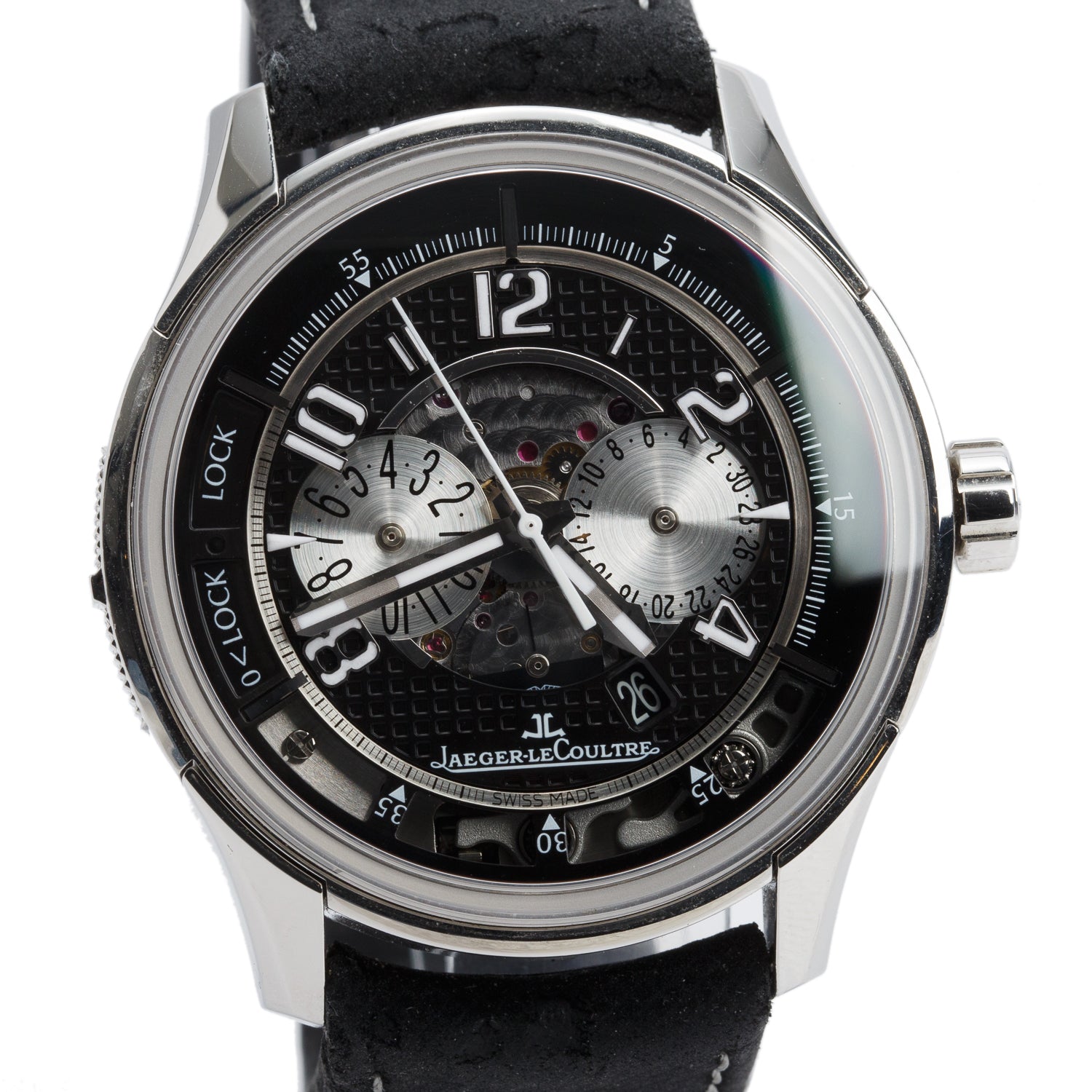 Jaeger LeCoultre AMVOX2 Stainless Steel Limited Edition Aston Martin 44 MM Automatic Chronograph DBS Watch w/ Box & Papers