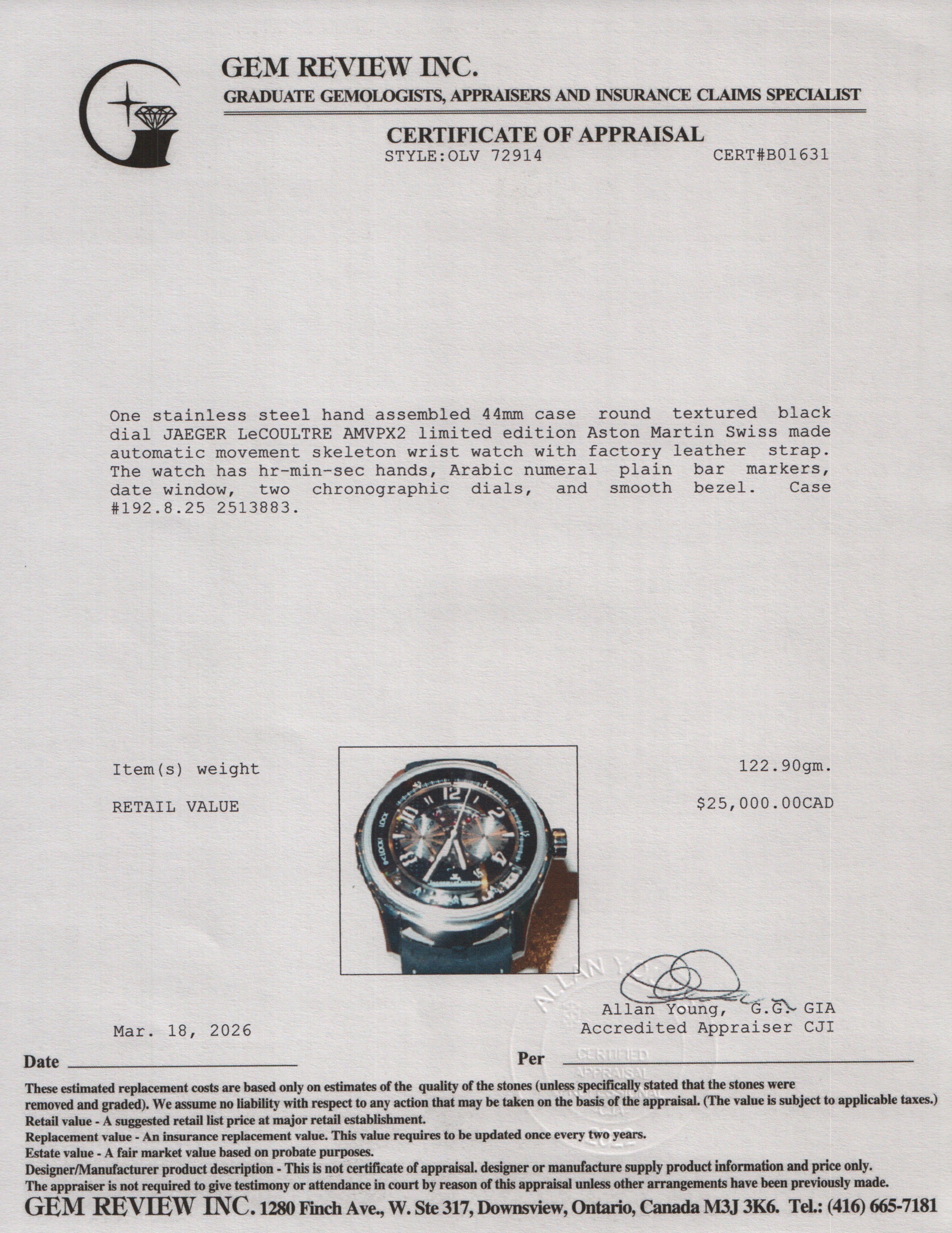 Jaeger LeCoultre AMVOX2 Stainless Steel Limited Edition Aston Martin 44 MM Automatic Chronograph DBS Watch w/ Box & Papers