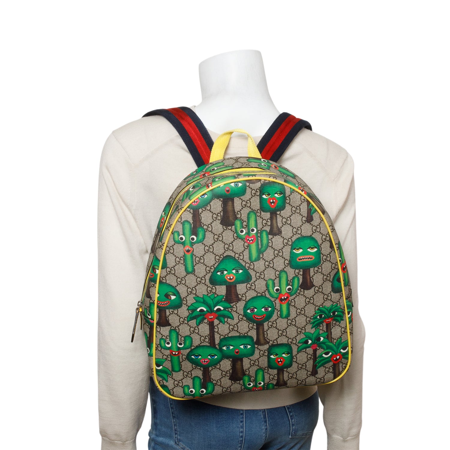 Gucci GG Supreme Monogram Smiling Plants Backpack