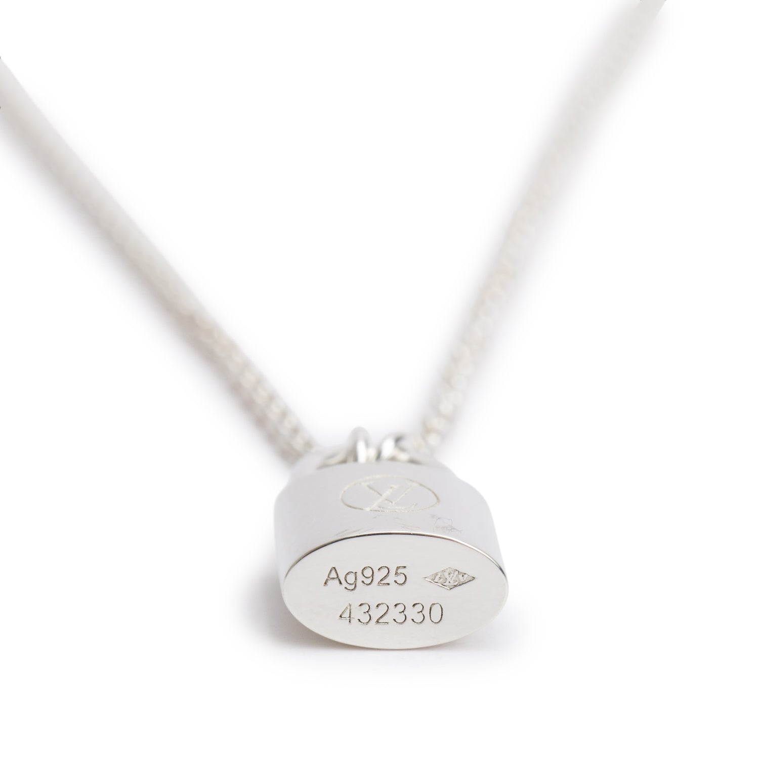 Louis Vuitton Sterling Silver Lockit Pendant Necklace w/ Box